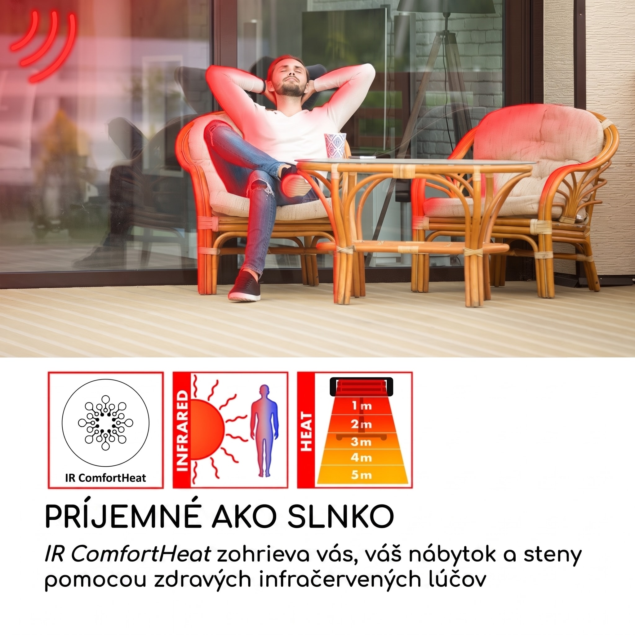 Blumfeldt Dark Wave, Infračervený ohrievač, 2000 W, pozlátená uhlíková trubica, IP65, hliník – Obrázok 3