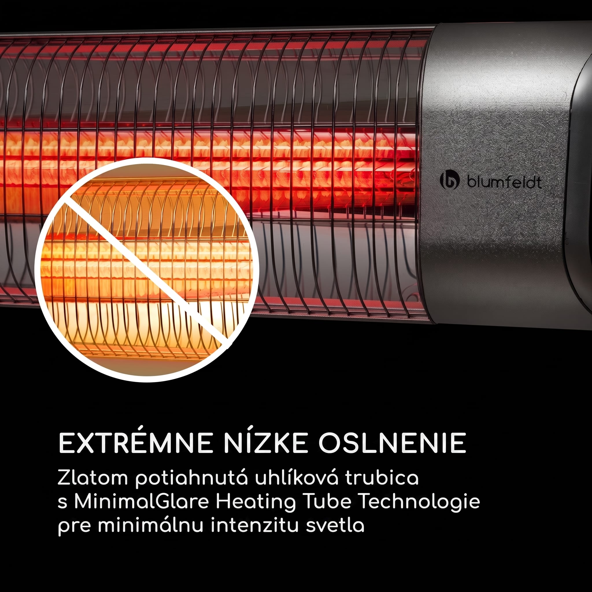 Blumfeldt Dark Wave, Infračervený ohrievač, 2000 W, pozlátená uhlíková trubica, IP65, hliník – Obrázok 4