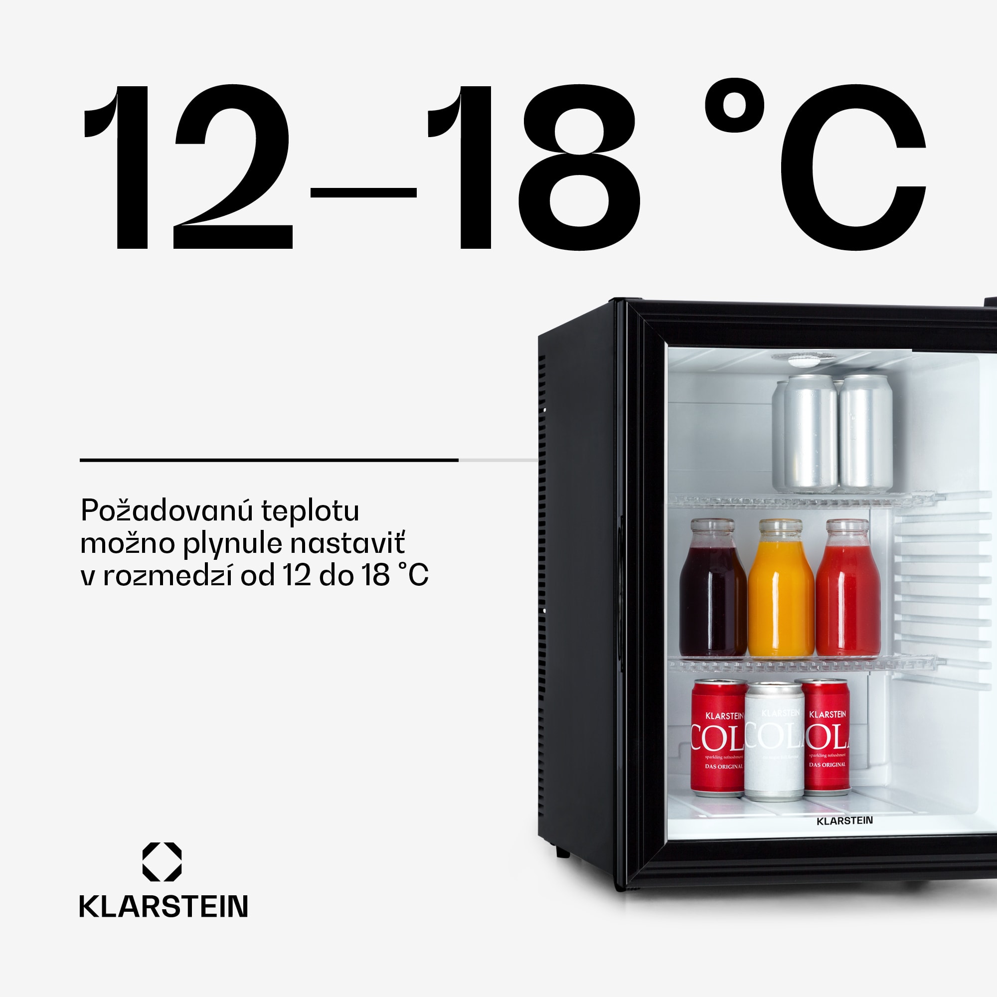 Klarstein Brooklyn 42, mini chladnička, sklenené dvere, LED osvetlenie, police – Obrázok 3