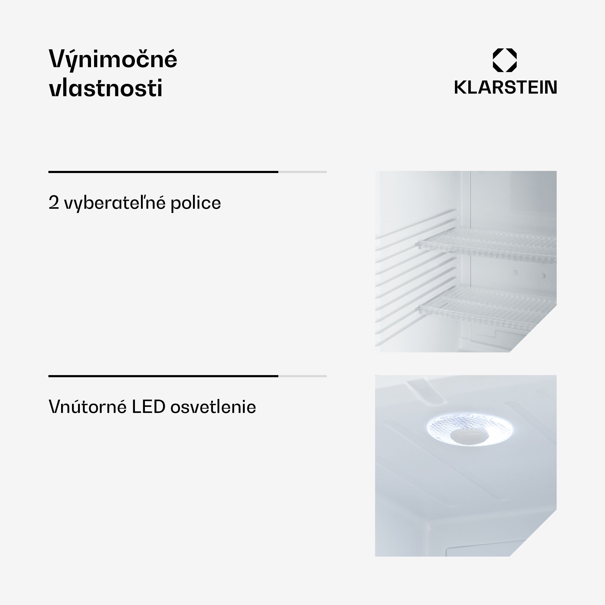 Klarstein Brooklyn 42, mini chladnička, sklenené dvere, LED osvetlenie, police – Obrázok 4