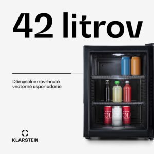 Klarstein Brooklyn 42, mini chladnička, sklenené dvere, LED osvetlenie, police