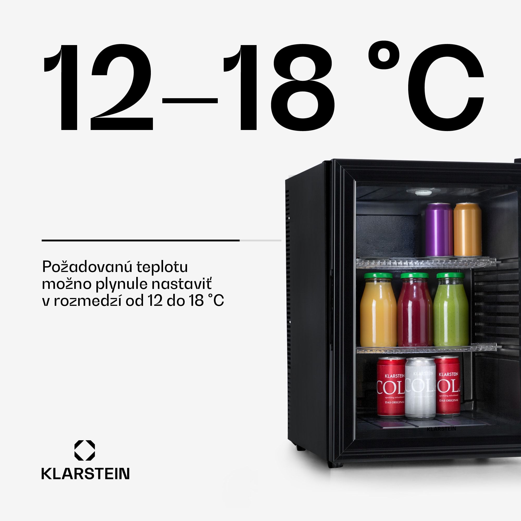 Klarstein Brooklyn 42, mini chladnička, sklenené dvere, LED osvetlenie, police – Obrázok 3