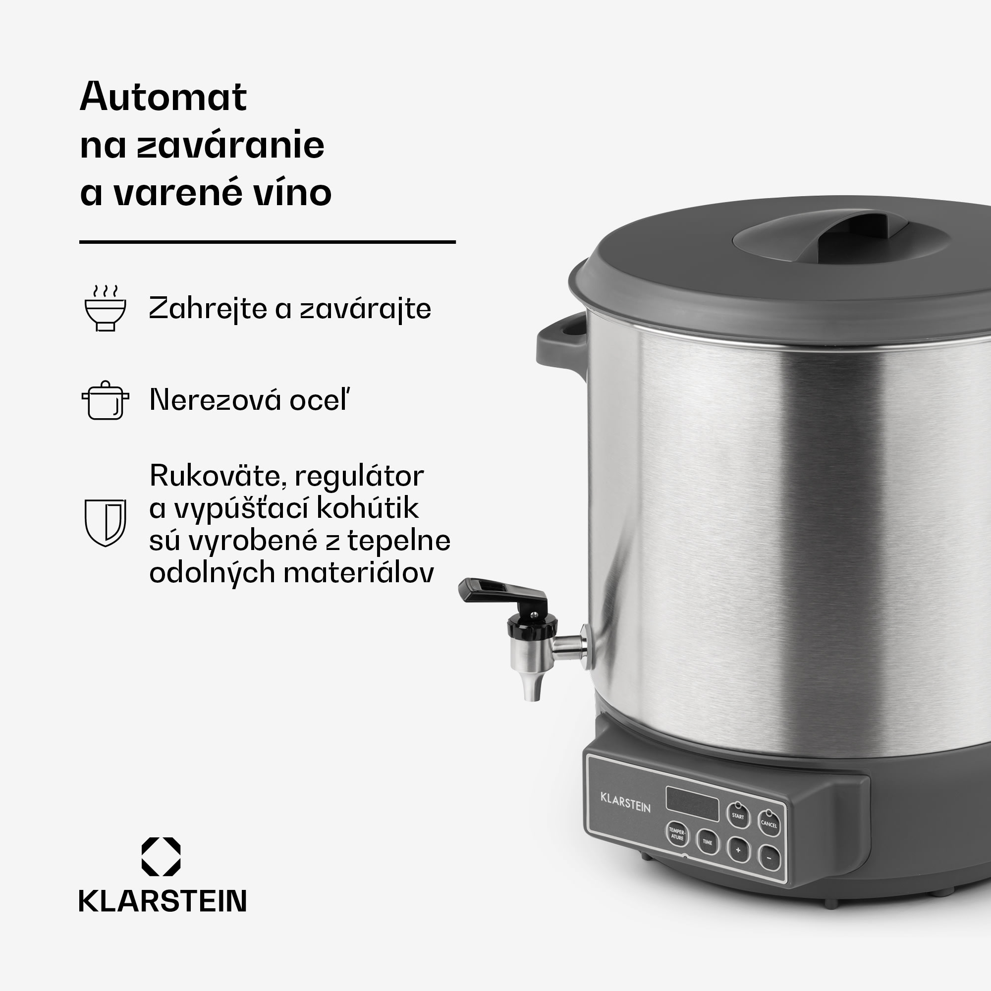 Klarstein Lady Marmalade, zavárací hrniec, dávkovač nápojov, 27 l, 100 °C, , nehrdzavejúa oceľ – Obrázok 2