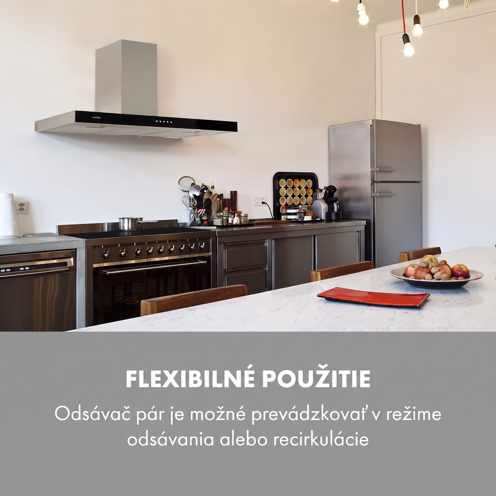 Klarstein Darya, digestor, 90 cm, 310 m³/h, nehrdzavejúca oceľ, strieborný