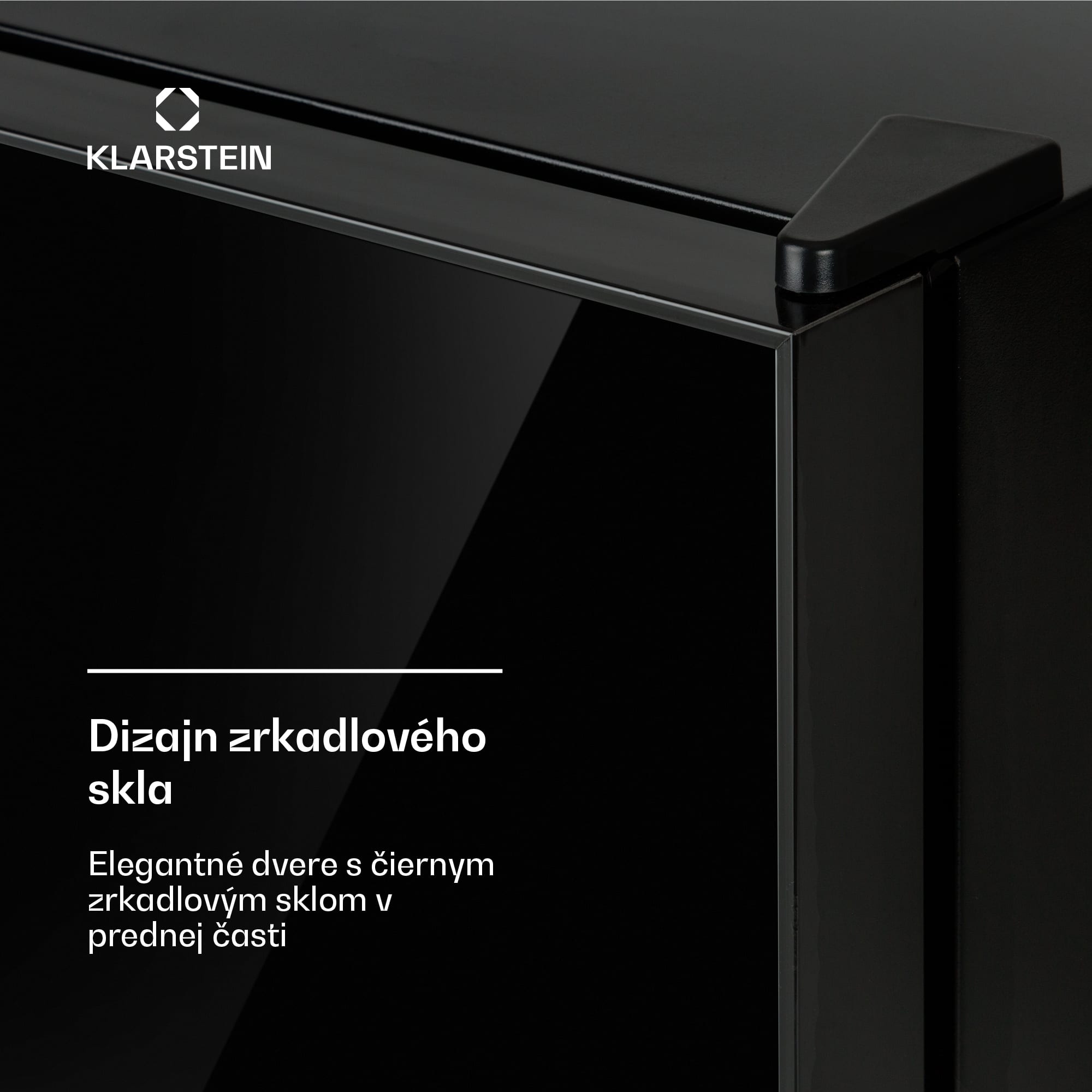 Klarstein Happy Hour, mini chladnička, 9 l, energet. trieda A, dvere so zrkadlovým sklom, čierna – Obrázok 2