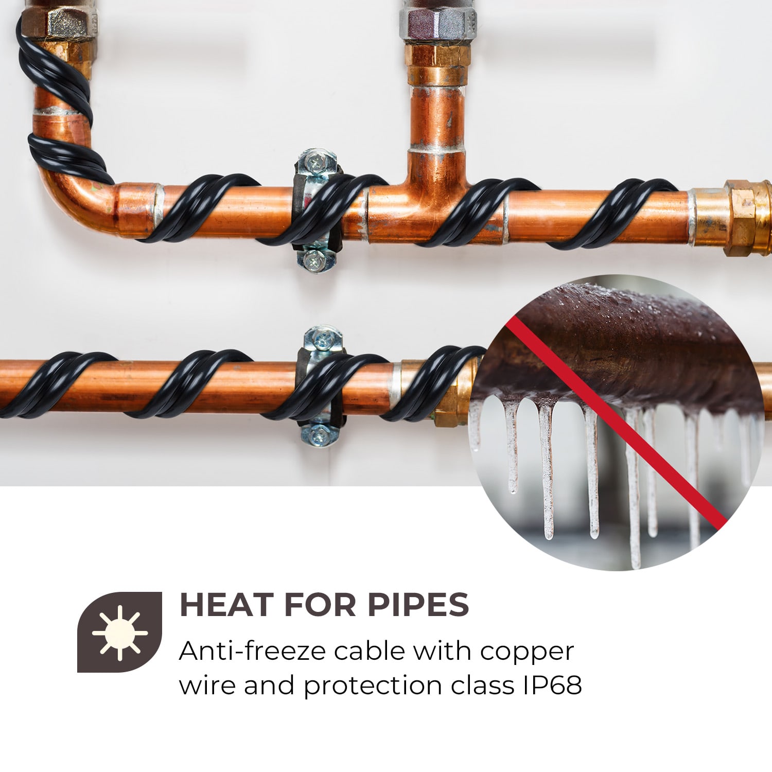 Waldbeck Flow Wire, kábel na ochranu proti zamrznutiu, 4 m, s termostatom, IP68