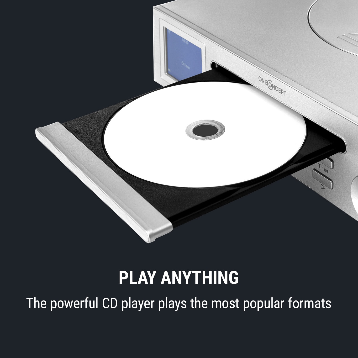 OneConcept Streamo Chef, kuchynské rádio, CD prehrávač, BT, 2,4" HCC displej, strieborné – Obrázok 2