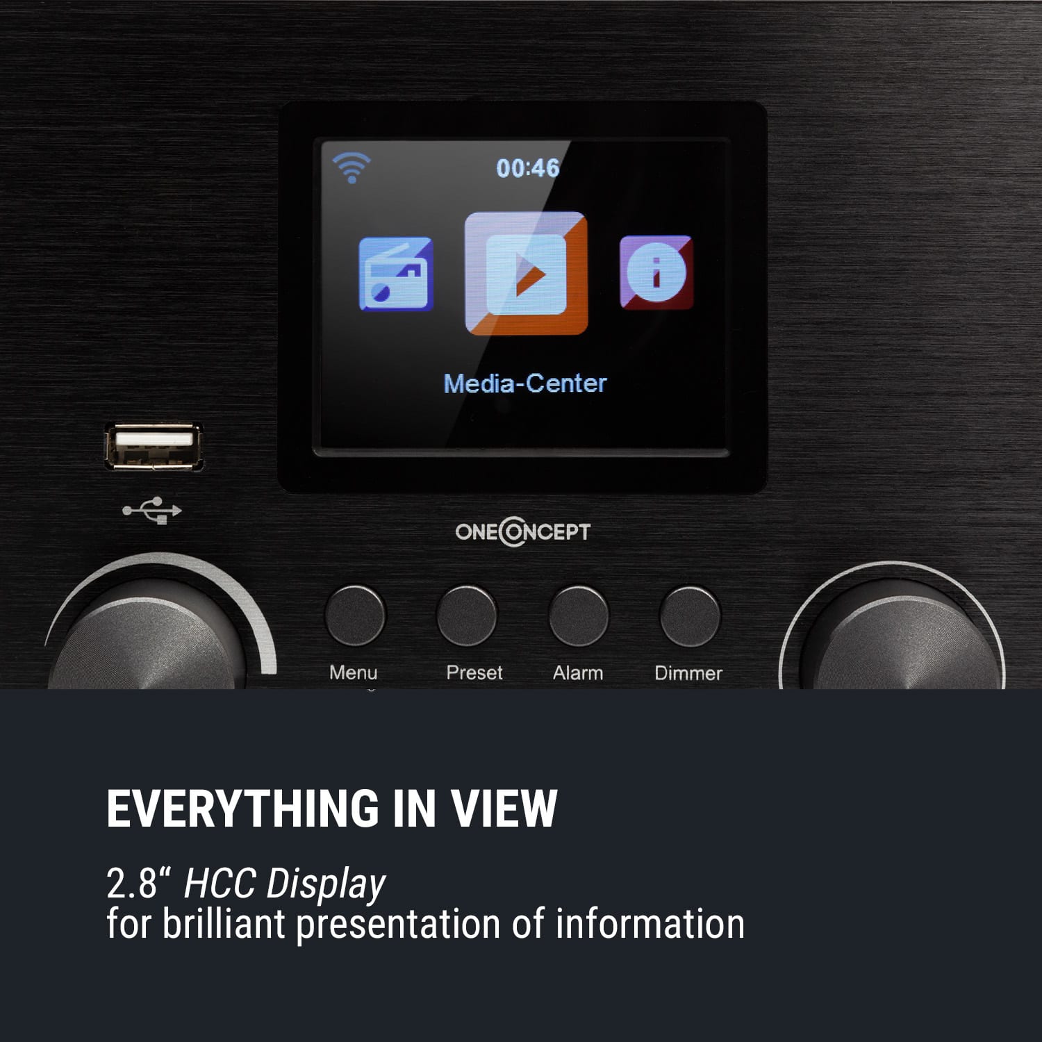 OneConcept Streamo Cube, internetové rádio, 3 W & 5 W RMS, WLAN, BT, čierne – Obrázok 4