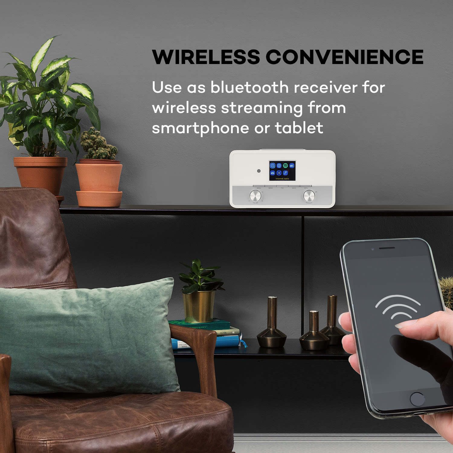 Auna Connect 150 SE, 2.1 internetové rádio, DAB/DAB+/PLL-FM, BT, 2,8" TFT displej, biele – Obrázok 3