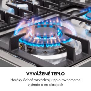 Klarstein Ignito 4 Zonen, plynová varná doska, 4 Sabaf horáky, nehrdzavejúca oceľ, strieborná