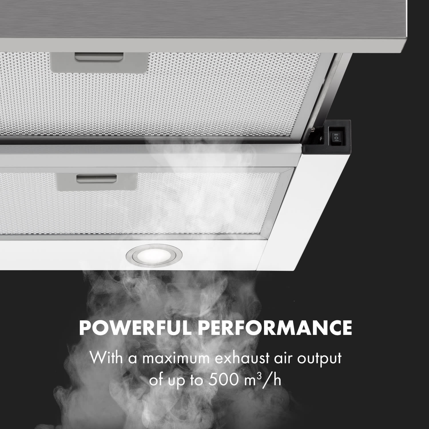 Klarstein Mariana 90, digestor, 90 cm, výsuvný, 500 m³/h, LED, biely – Obrázok 2