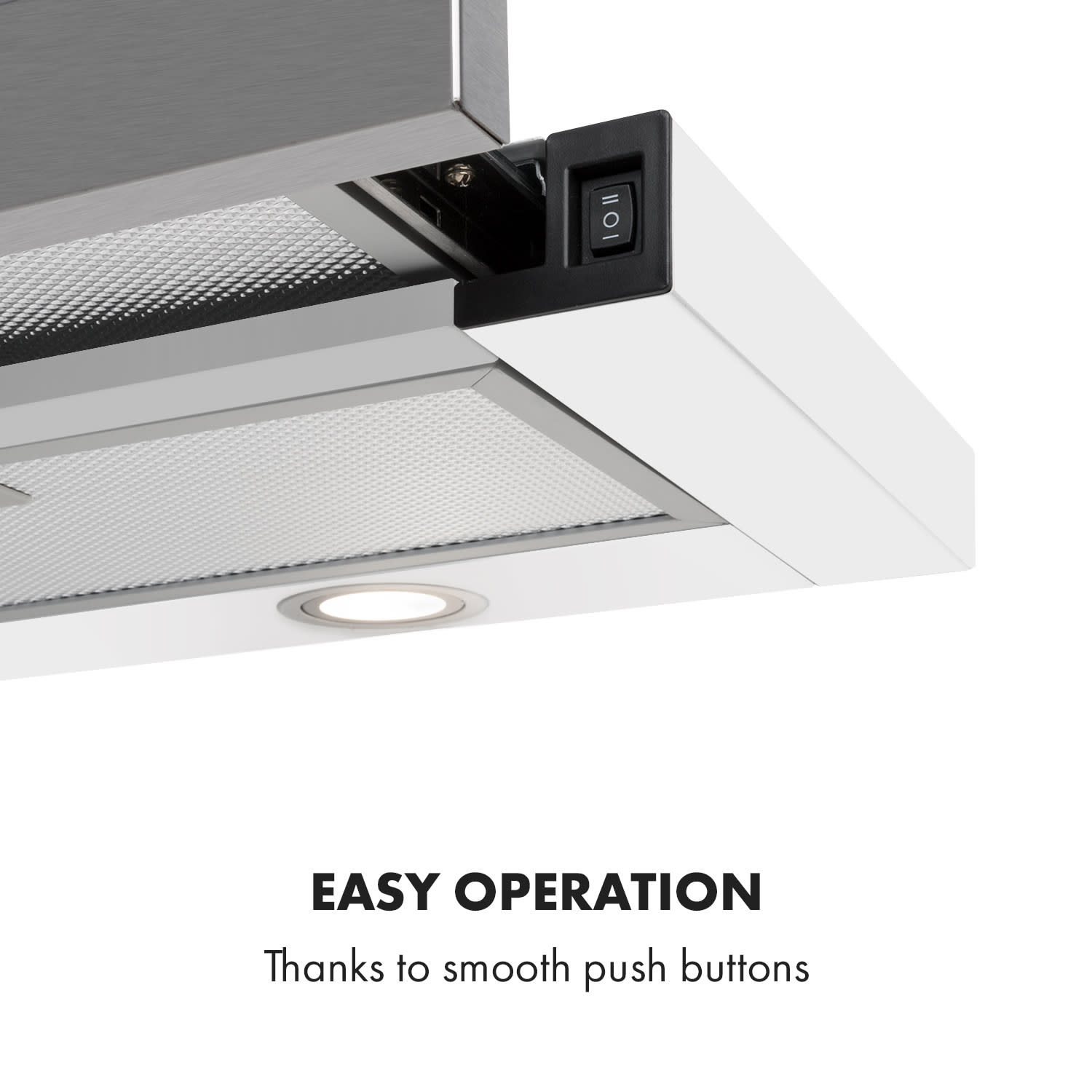 Klarstein Mariana 90, digestor, 90 cm, výsuvný, 500 m³/h, LED, biely – Obrázok 3