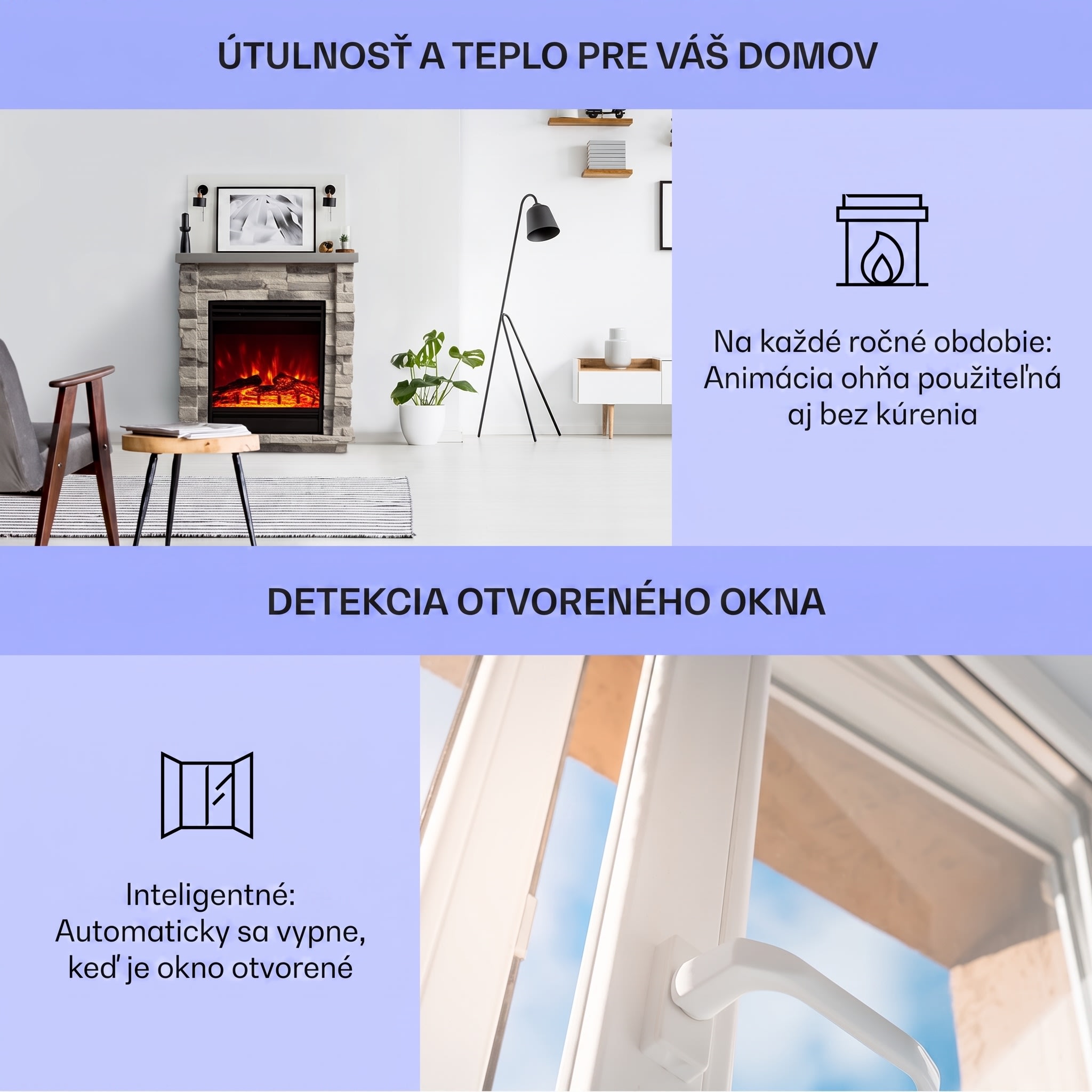 Klarstein Lienz, elektrický krb, 1800 W, vzhľad kameňa, diaľkové ovládanie, svetlosivý – Obrázok 3
