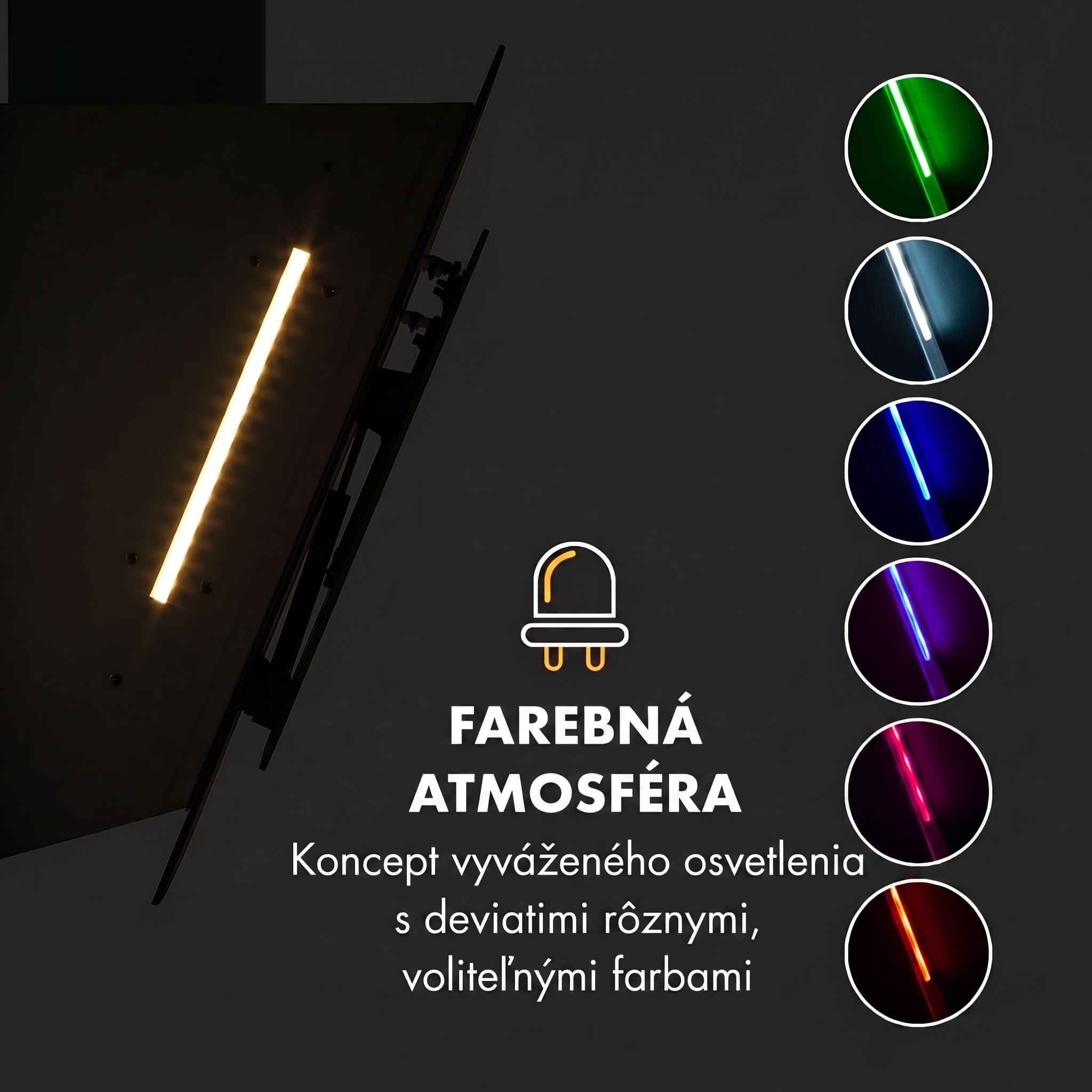 Klarstein Mirage 90, digestor, 90 cm, nástenný, 602 m³/h, A++, dotykový panel, RGB svetlo, biely – Obrázok 4