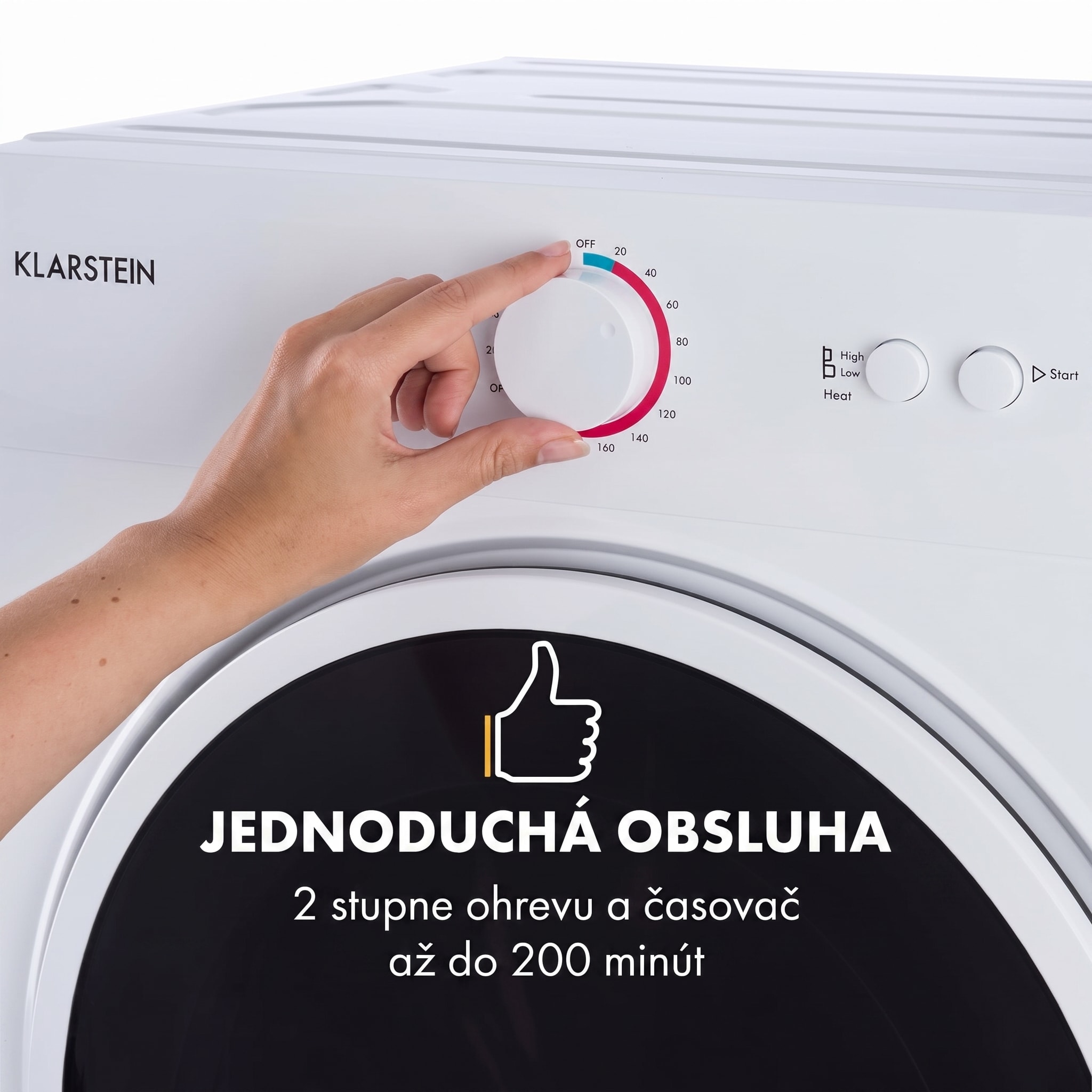 Klarstein Jet Set, sušička bielizne, sušička, 1020 W, energetická trieda G, 3 kg, 50 cm, biela – Obrázok 2