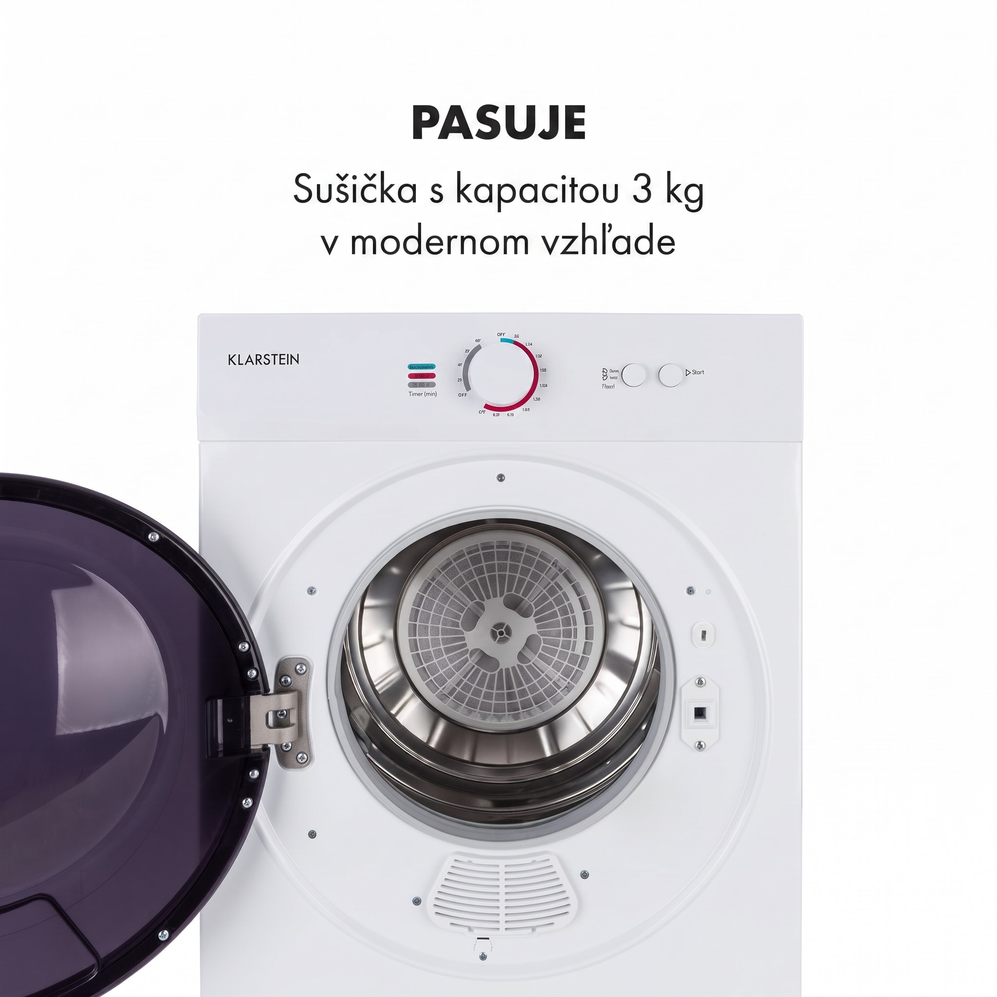 Klarstein Jet Set, sušička bielizne, sušička, 1020 W, energetická trieda G, 3 kg, 50 cm, biela – Obrázok 4