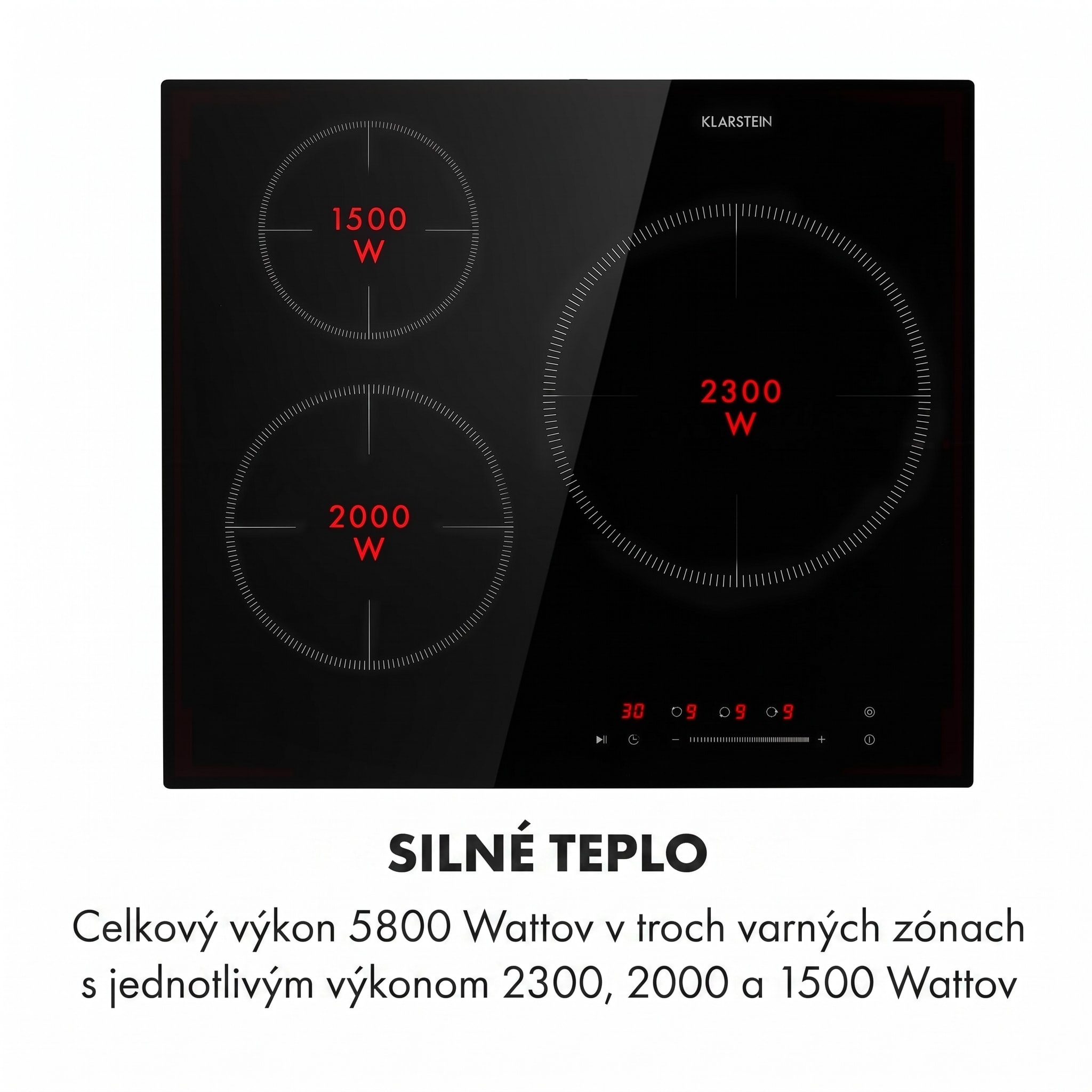 Klarstein Delicatessa 3, indukčná varná doska, 5800 W, 3 zóny, sklokeramika, čierna – Obrázok 3
