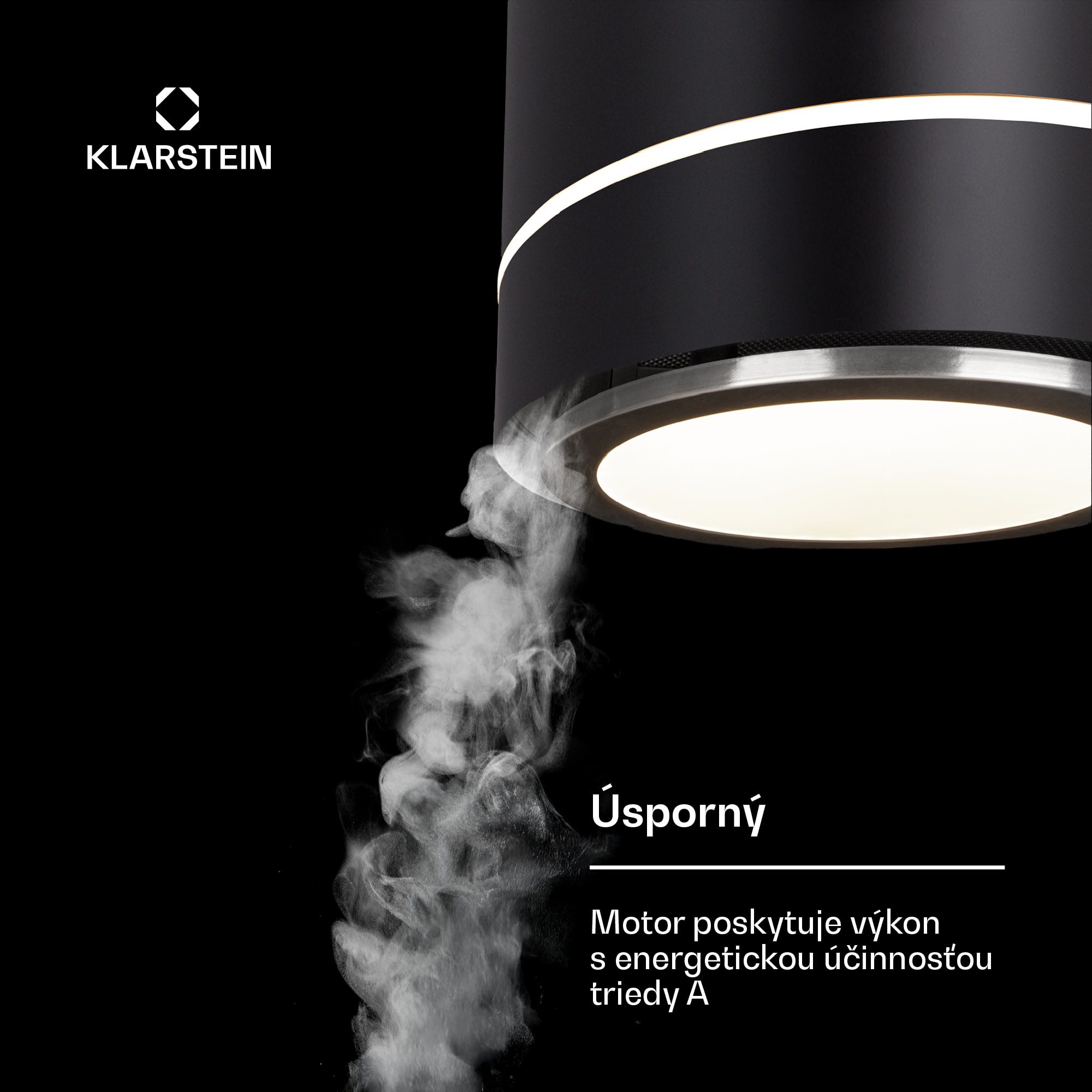 Klarstein Tron Ambience, digestor, 38 cm, ostrovčekový, 521 m³/h, LED, čierny – Obrázok 3