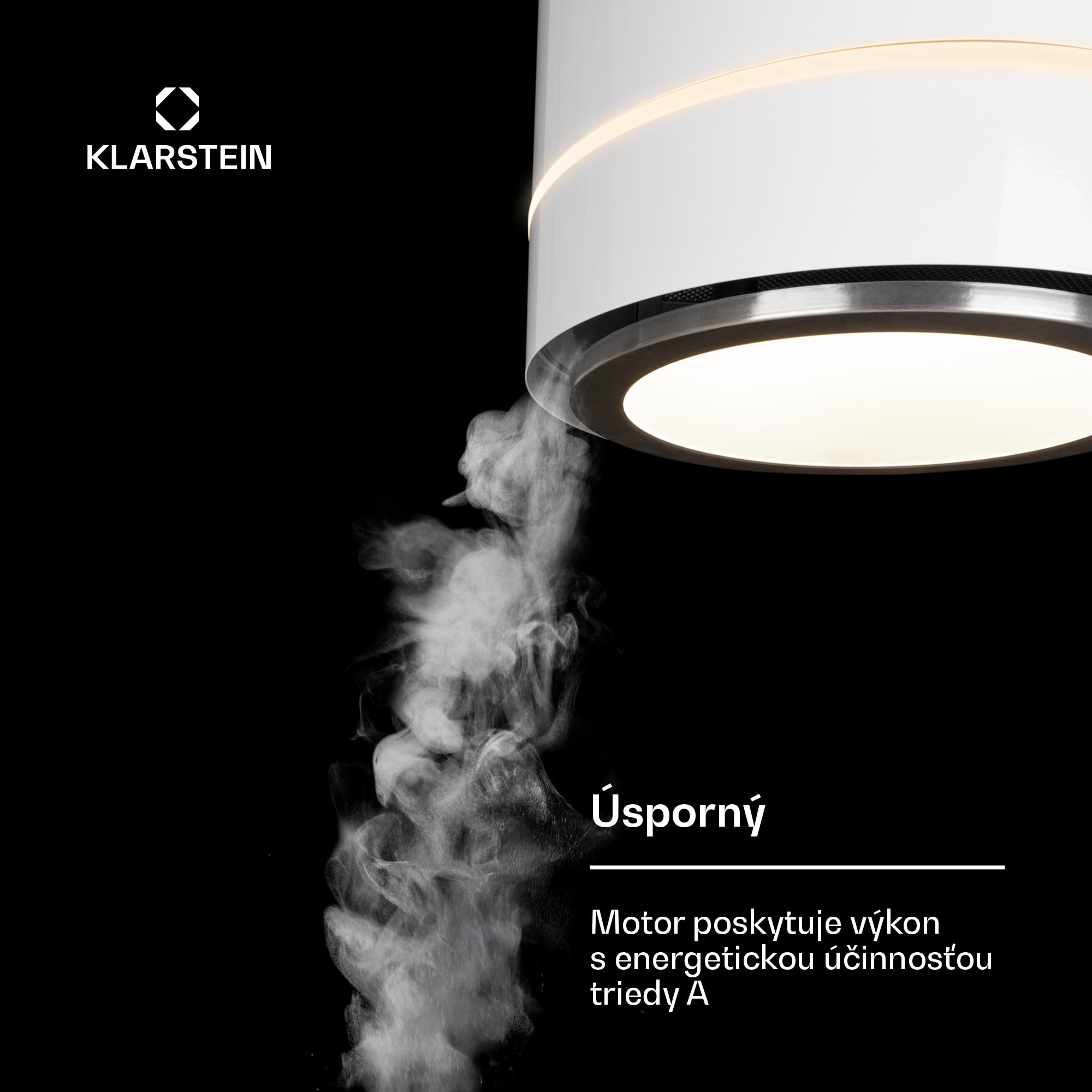 Klarstein Tron Ambience, digestor, 38 cm, ostrovčekový, 521 m³/h, LED, biely – Obrázok 3
