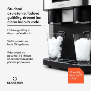 Klarstein Eiszeit Crush, výrobník ľadu, 2 veľkosti, drvený ľad, strieborný
