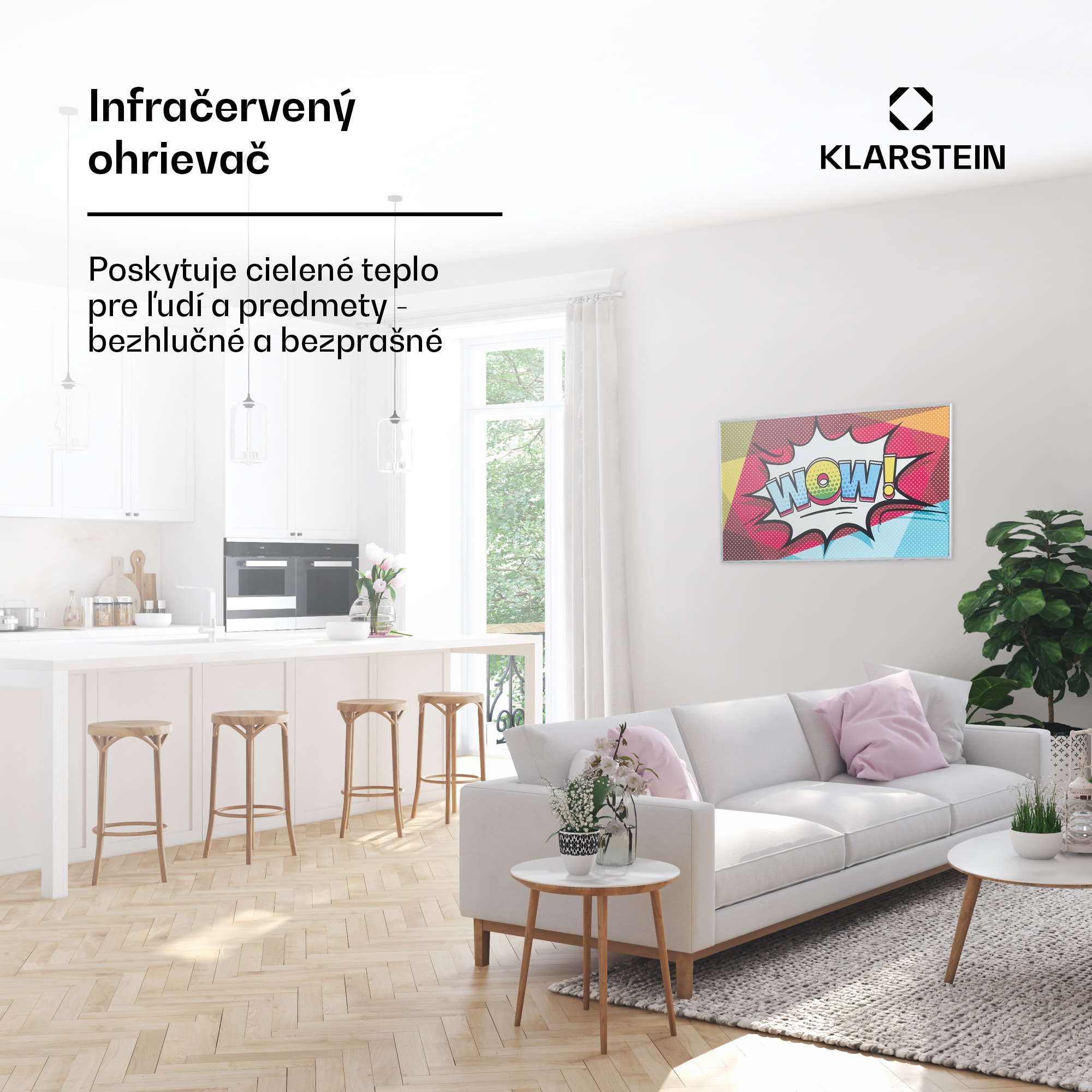 Klarstein Wonderwall Air Art 60, infračervený ohrievač, 101 x 60 cm, 600W, nástenná inštalácia, diaľkové ovládanie – Obrázok 2