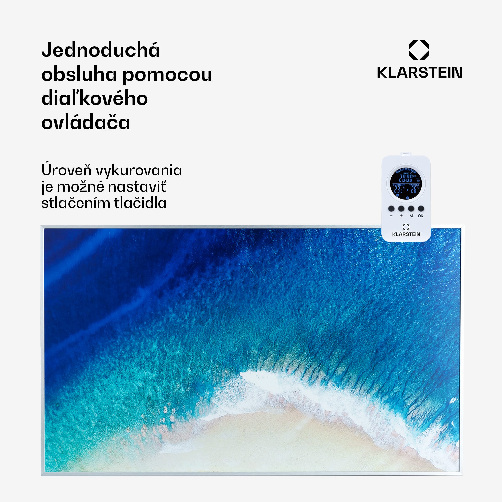 Klarstein Wonderwall Air Art Strand ifračervený ohrievač 101x60cm 600W diaľkové ovládanie – Obrázok 3