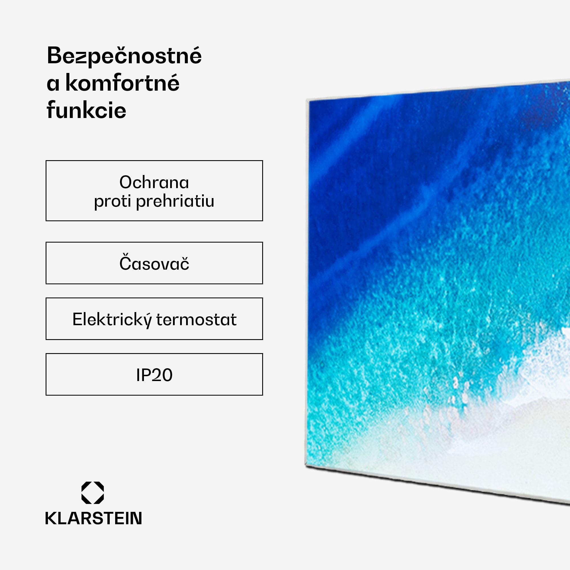 Klarstein Wonderwall Air Art Strand ifračervený ohrievač 101x60cm 600W diaľkové ovládanie – Obrázok 4