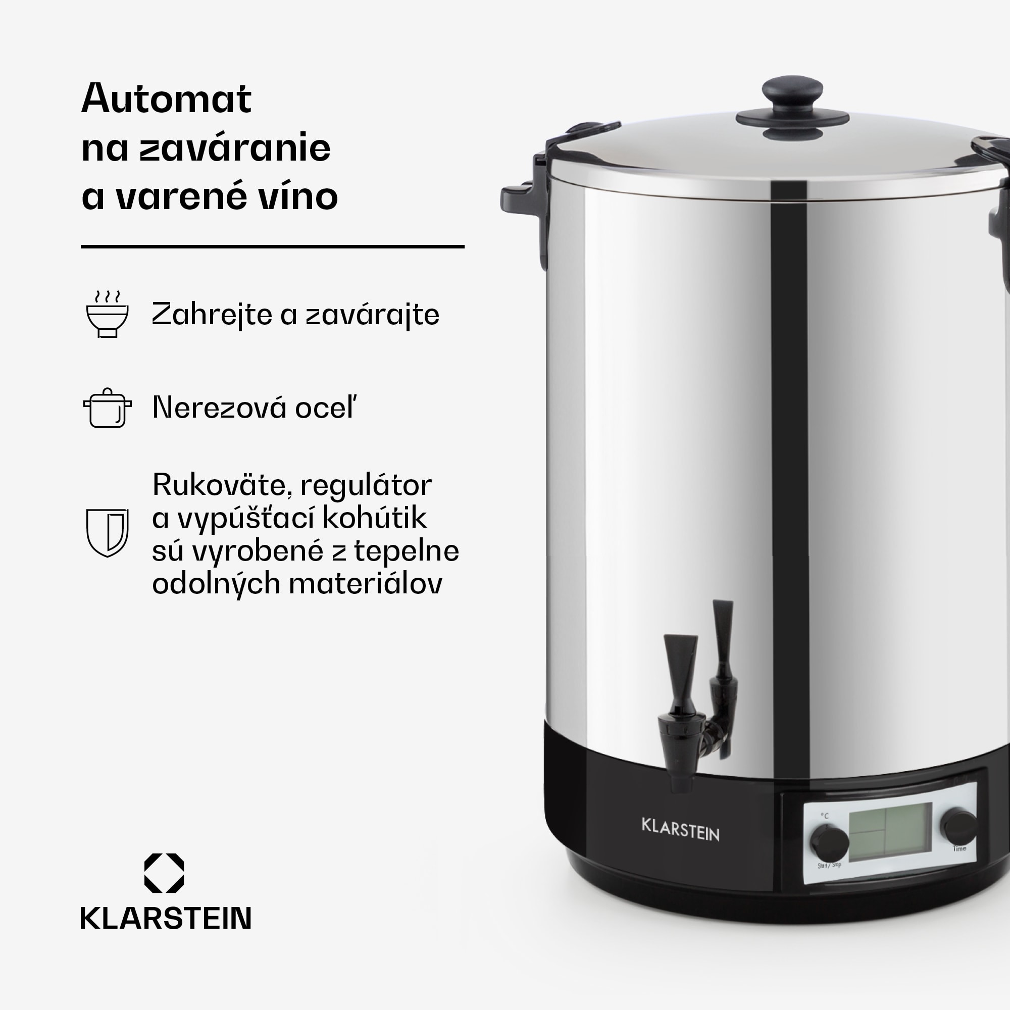 Klarstein KonfiStar 40, zavárací hrniec, dávkovač nápojov, 40 l, 2500 W, 100 °C, 180 min, digitálny – Obrázok 2
