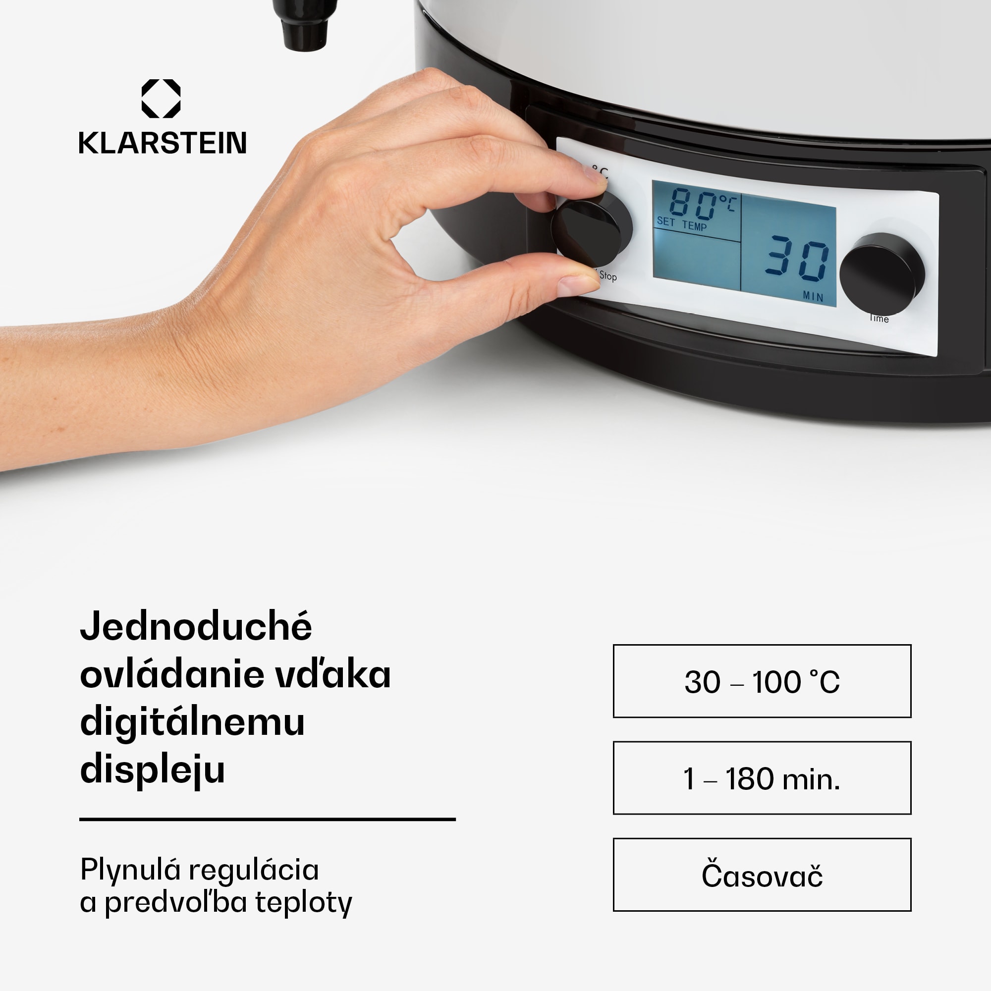 Klarstein KonfiStar 50, zavárací hrniec, dávkovač nápojov, 50 l, 2500 W, 100 °C, 180 min, digitálny – Obrázok 3