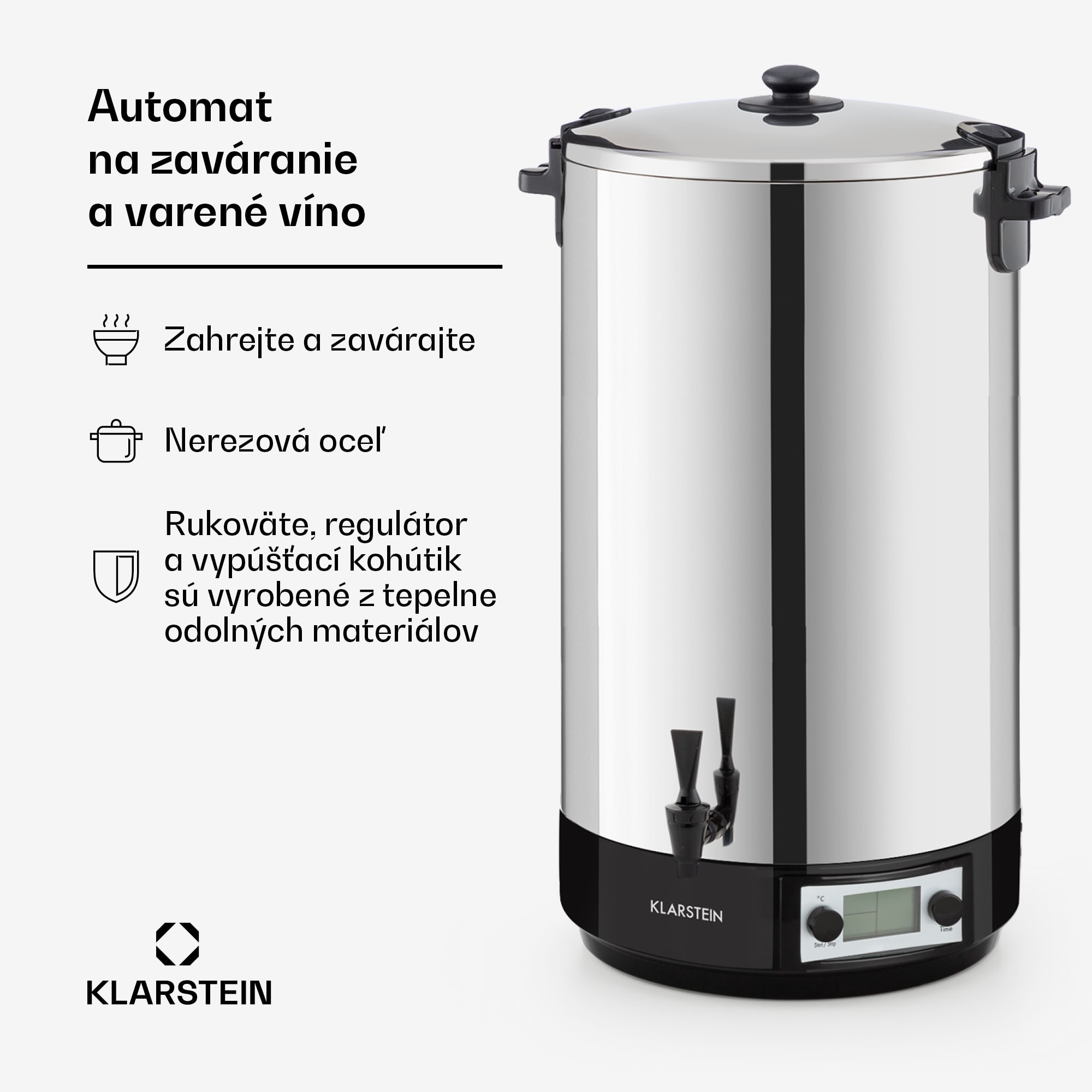 Klarstein KonfiStar 60, zavárací hrniec, dávkovač nápojov, 60 l, 2500 W, 100 °C, 180 min, digitálny – Obrázok 2