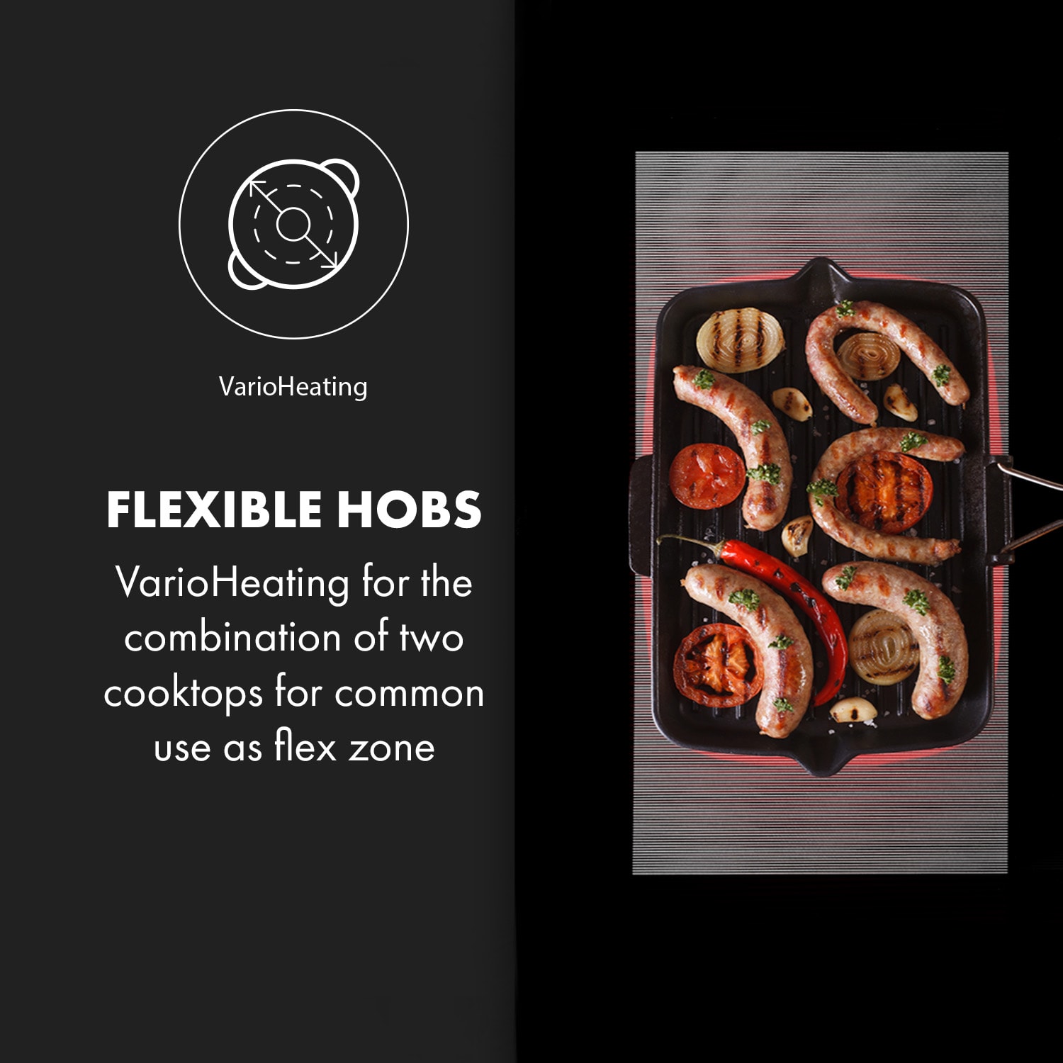 Klarstein Delicatessa 90 Flex, vstavaná varná doska, indukcia, 5 zón, 7000 W, čierna – Obrázok 2