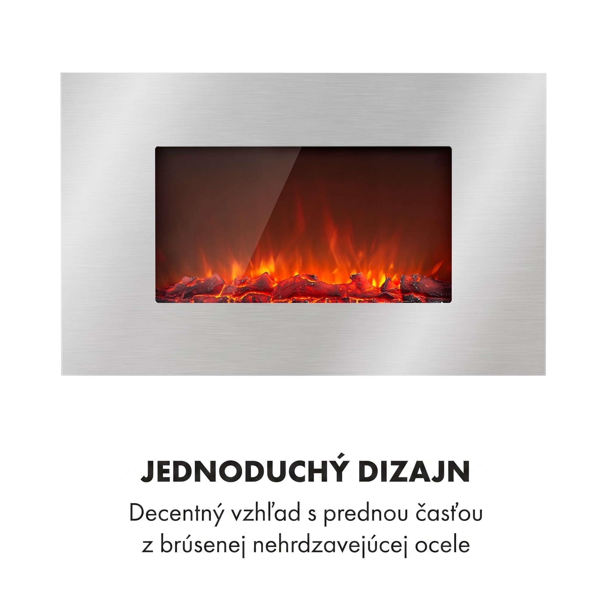 Klarstein Lausanne Luxe, elektrický krb, 2000 W, 2 úrovne ohrevu, 90 cm, nehrdzavejúca oceľ – Obrázok 2