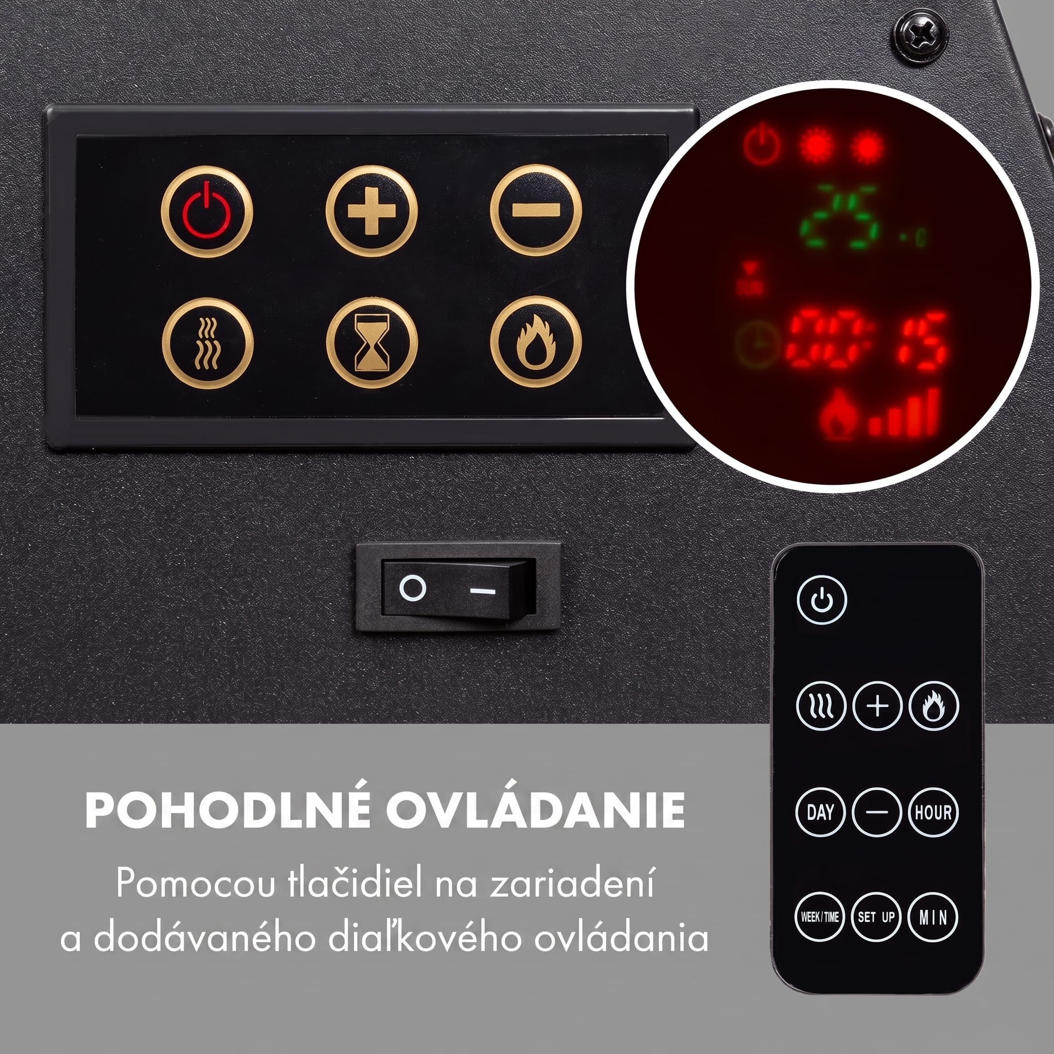 Klarstein Lausanne Luxe, elektrický krb, 2000 W, 2 úrovne ohrevu, 90 cm, nehrdzavejúca oceľ – Obrázok 3