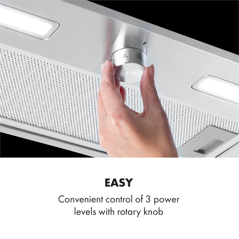 Klarstein Simplica, digestor, 52 cm, vstavaný, 440 m³/h, LED, nehrdzavejúca oceľ – Obrázok 3