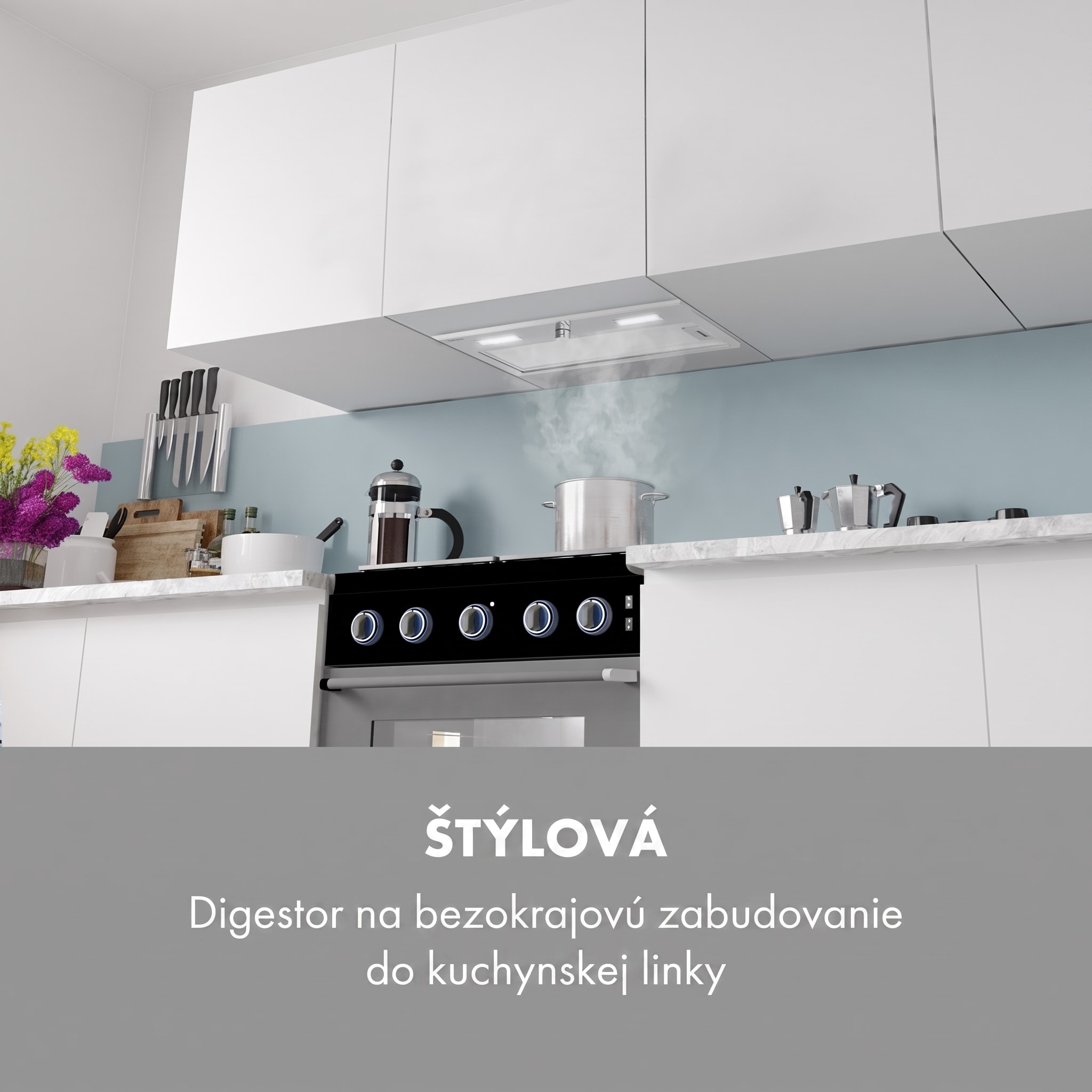 Klarstein Simplica, digestor, 70 cm, vstavaný, 440 m³/h, LED, nehrdzavejúca oceľ