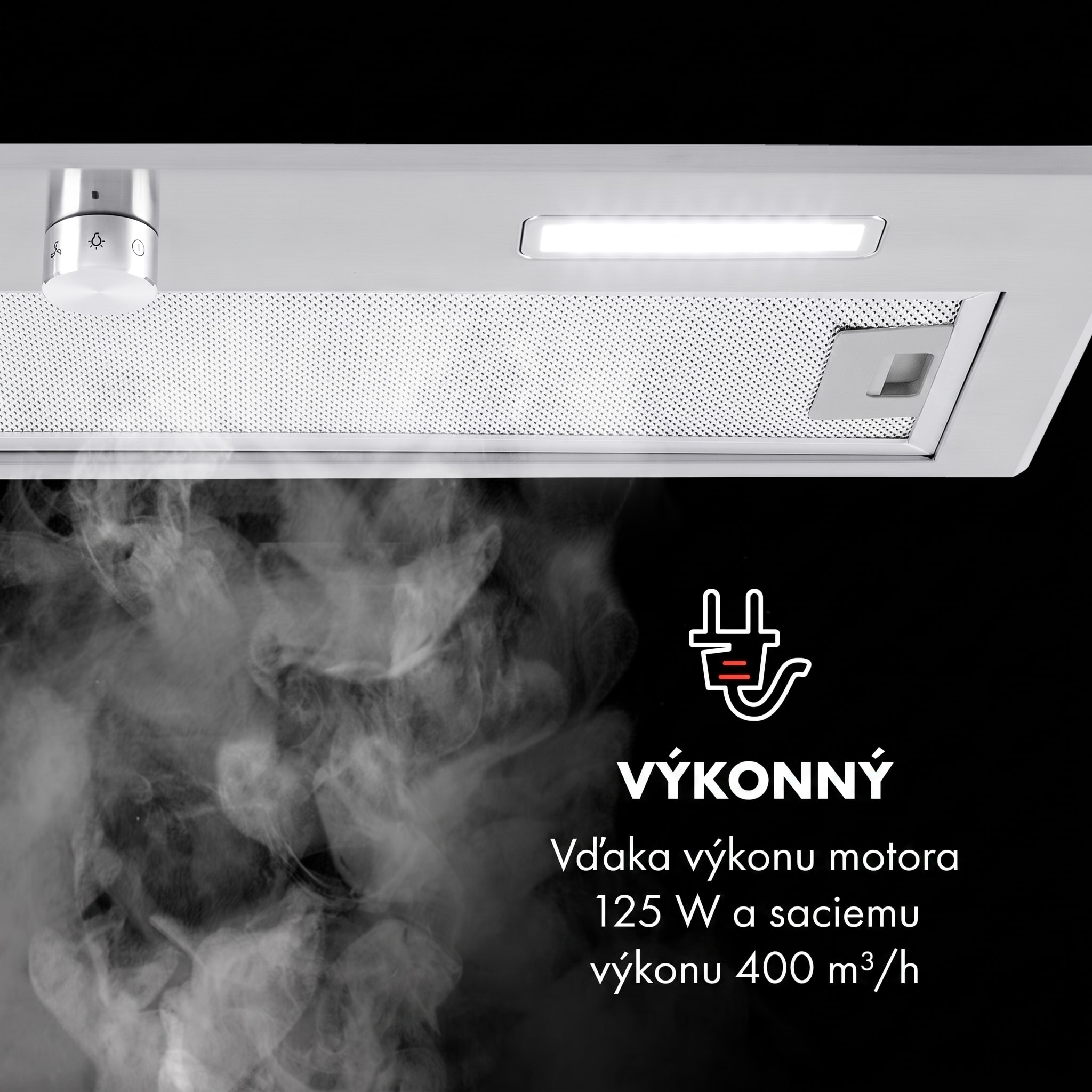 Klarstein Simplica, digestor, 70 cm, vstavaný, 440 m³/h, LED, nehrdzavejúca oceľ – Obrázok 3