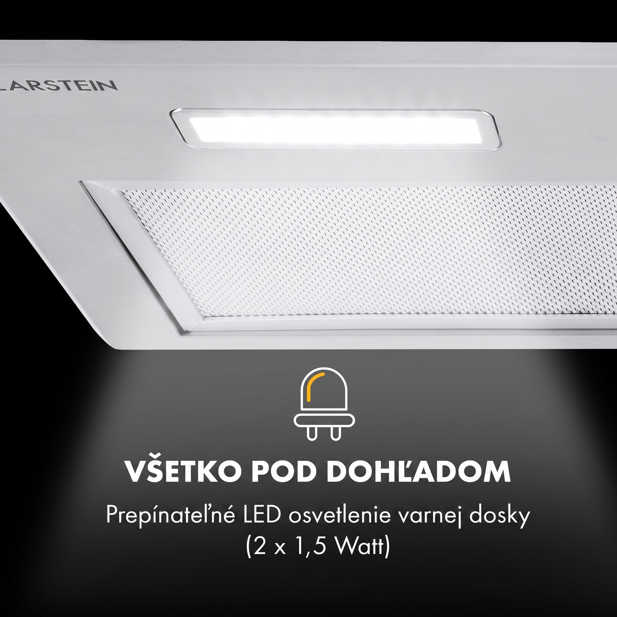 Klarstein Simplica, digestor, 70 cm, vstavaný, 440 m³/h, LED, nehrdzavejúca oceľ – Obrázok 4