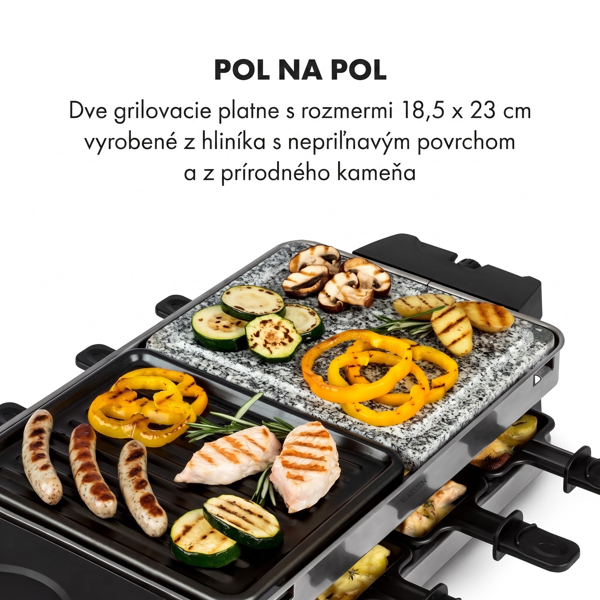 Klarstein Sirloin, raclette gril, 1500 W, hliník/kameň, pre 8 osôb, LED kontrolky – Obrázok 3