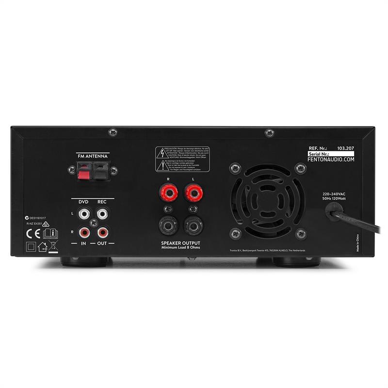 Fenton AV120FM, stereo HiFi zosilňovač, 120 W RMS, (2 x 60 W na 8 Ohm), BT/USB/AUX – Obrázok 2