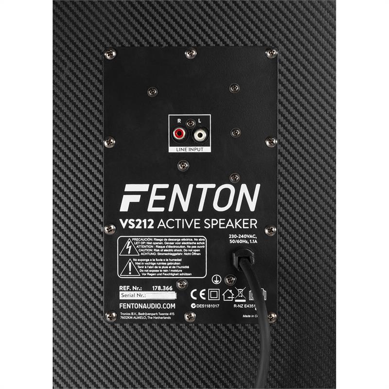 Fenton VS212, aktívny párty box, 2400 W, 2x12“ sub, BT, USB, SD, LED – Obrázok 2