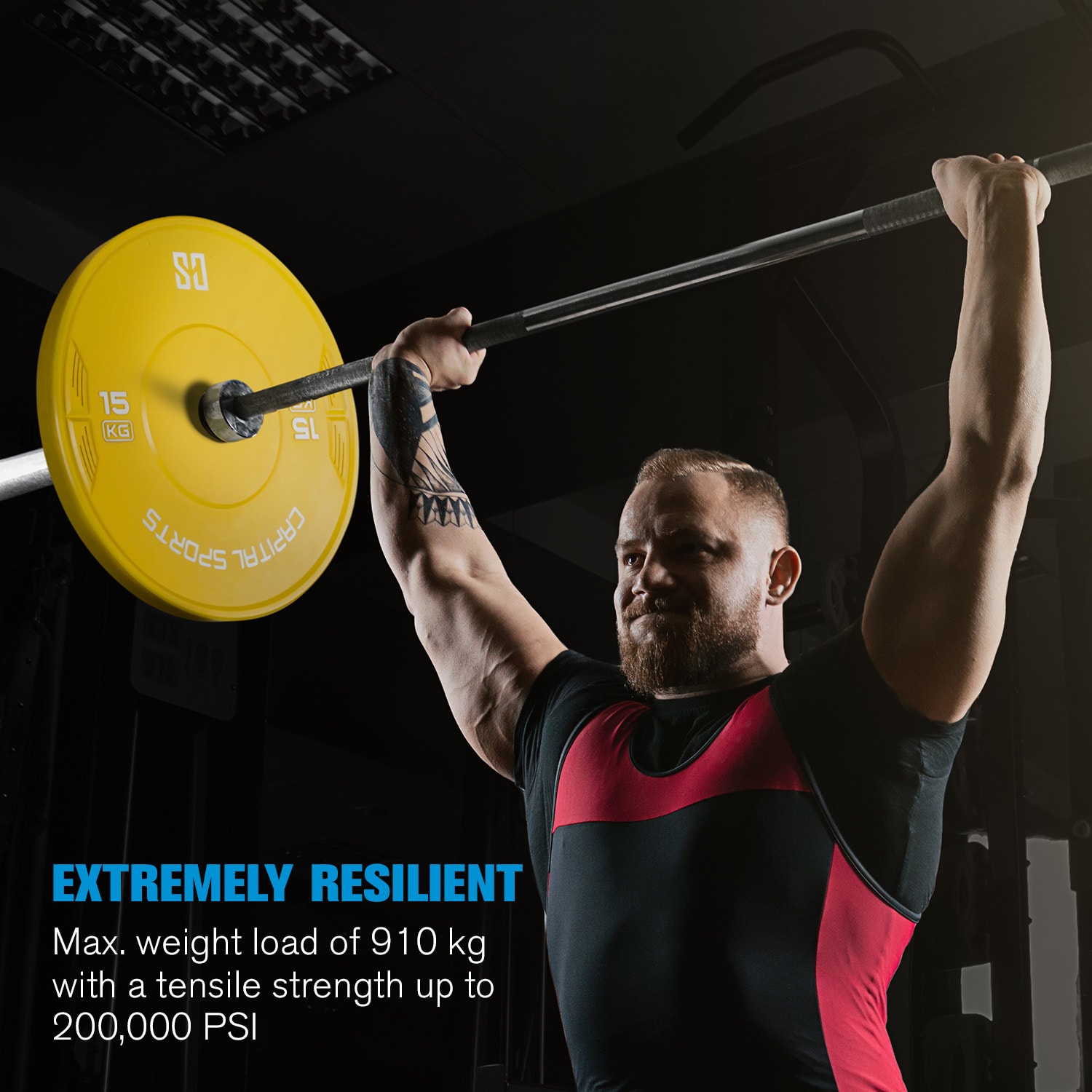 Capital Sports IWF Men, olympijská vzpieračská tyč, 50 mm os, 910 kg, oceľ – Obrázok 2