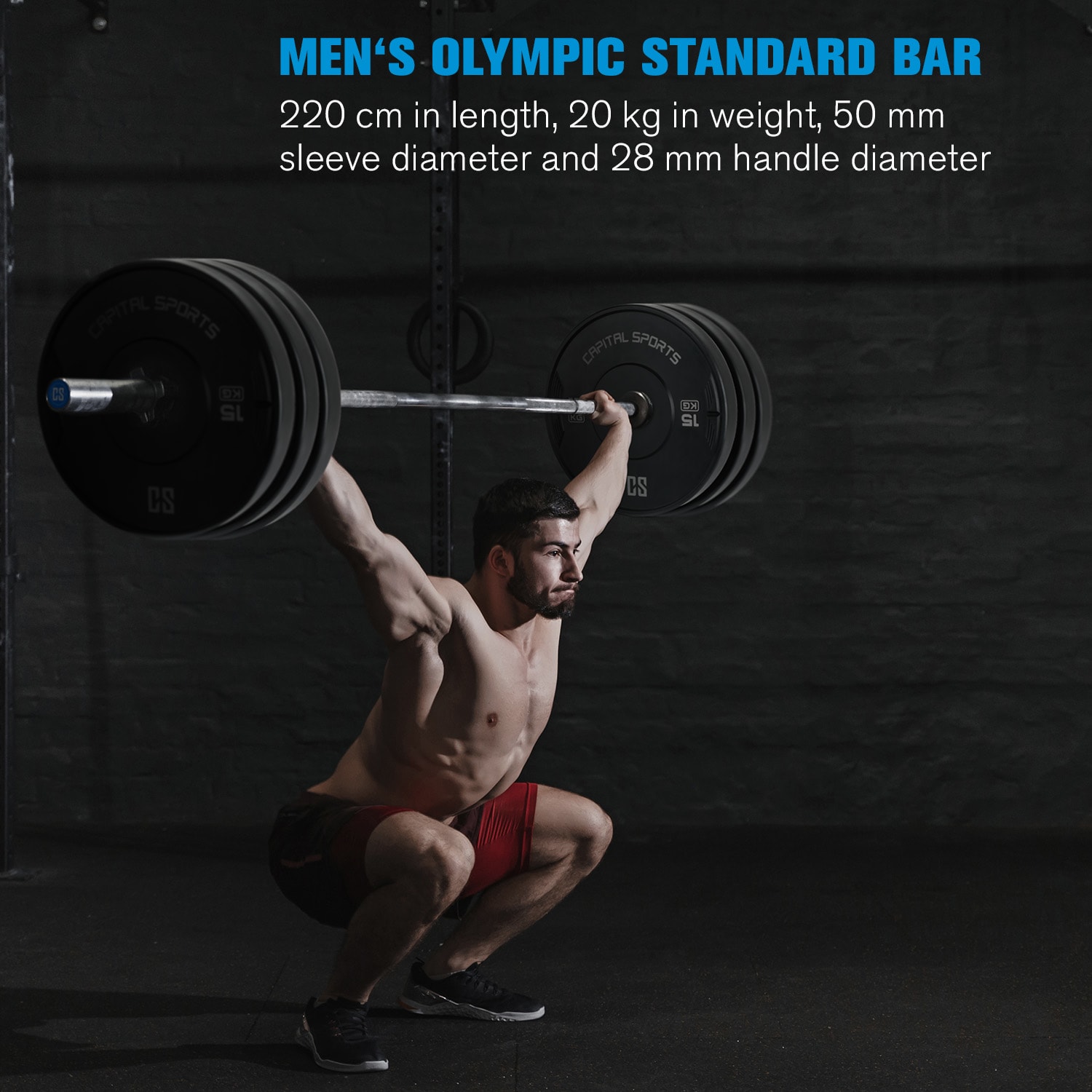 Capital Sports IWF Men, olympijská vzpieračská tyč, 50 mm os, 910 kg, oceľ – Obrázok 3