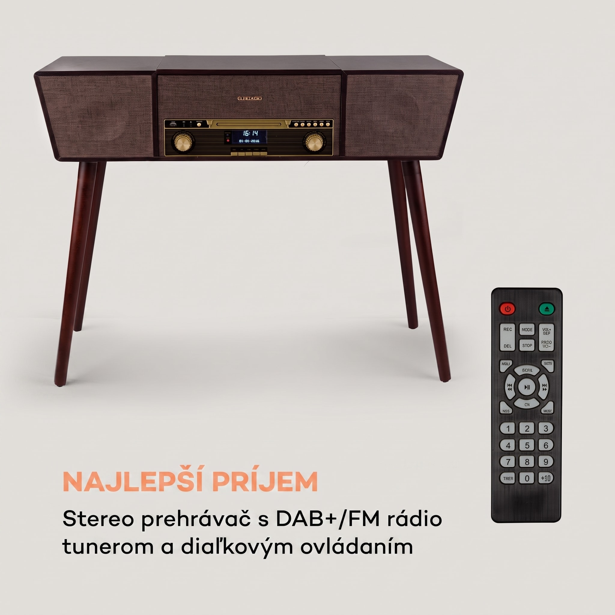 Auna Belle Epoque 1912, retro gramofón, CD, BT, USB, DAB+/FM, hnedý – Obrázok 2