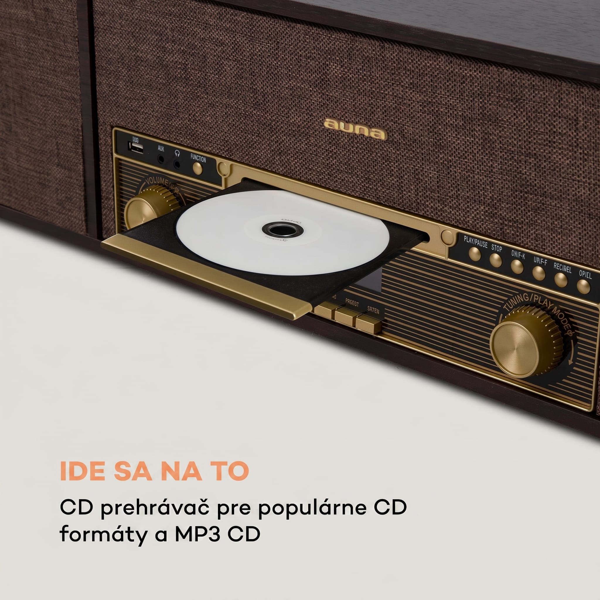Auna Belle Epoque 1912, retro gramofón, CD, BT, USB, DAB+/FM, hnedý – Obrázok 4