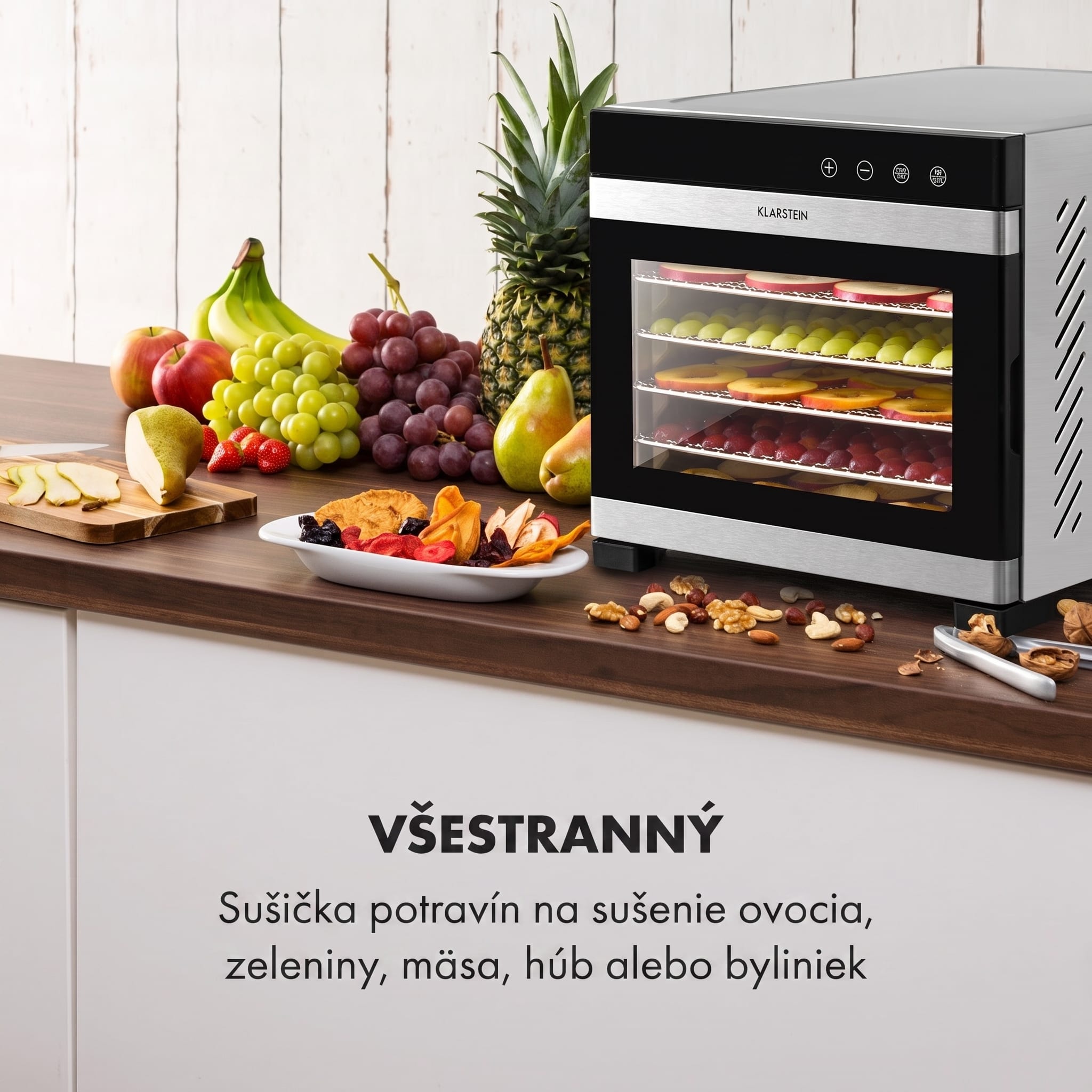 Klarstein Flavour Dry, sušička potravín, 35-75 °C, LCD dotykový displej, časovač, čierna