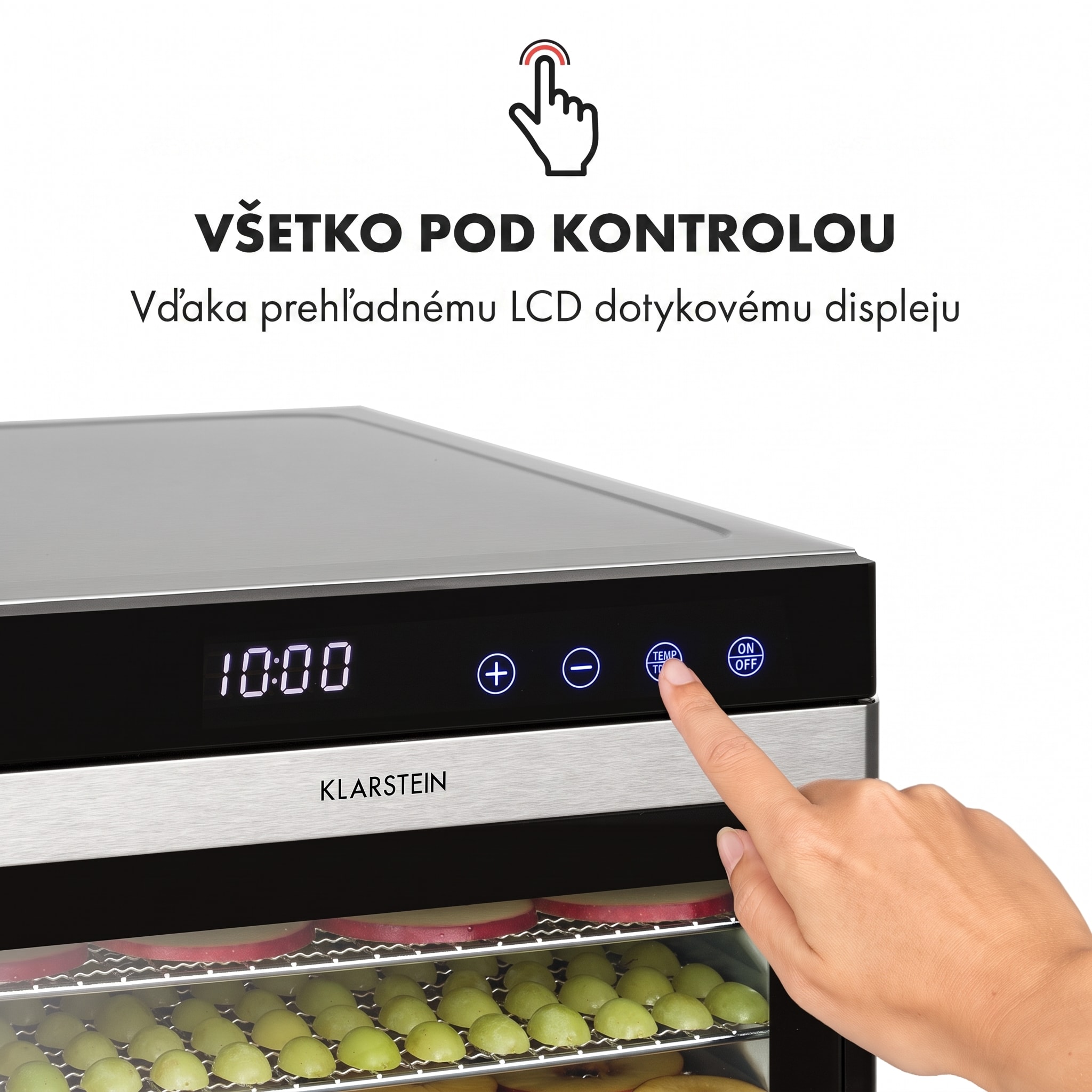 Klarstein Flavour Dry, sušička potravín, 35-75 °C, LCD dotykový displej, časovač, čierna – Obrázok 2