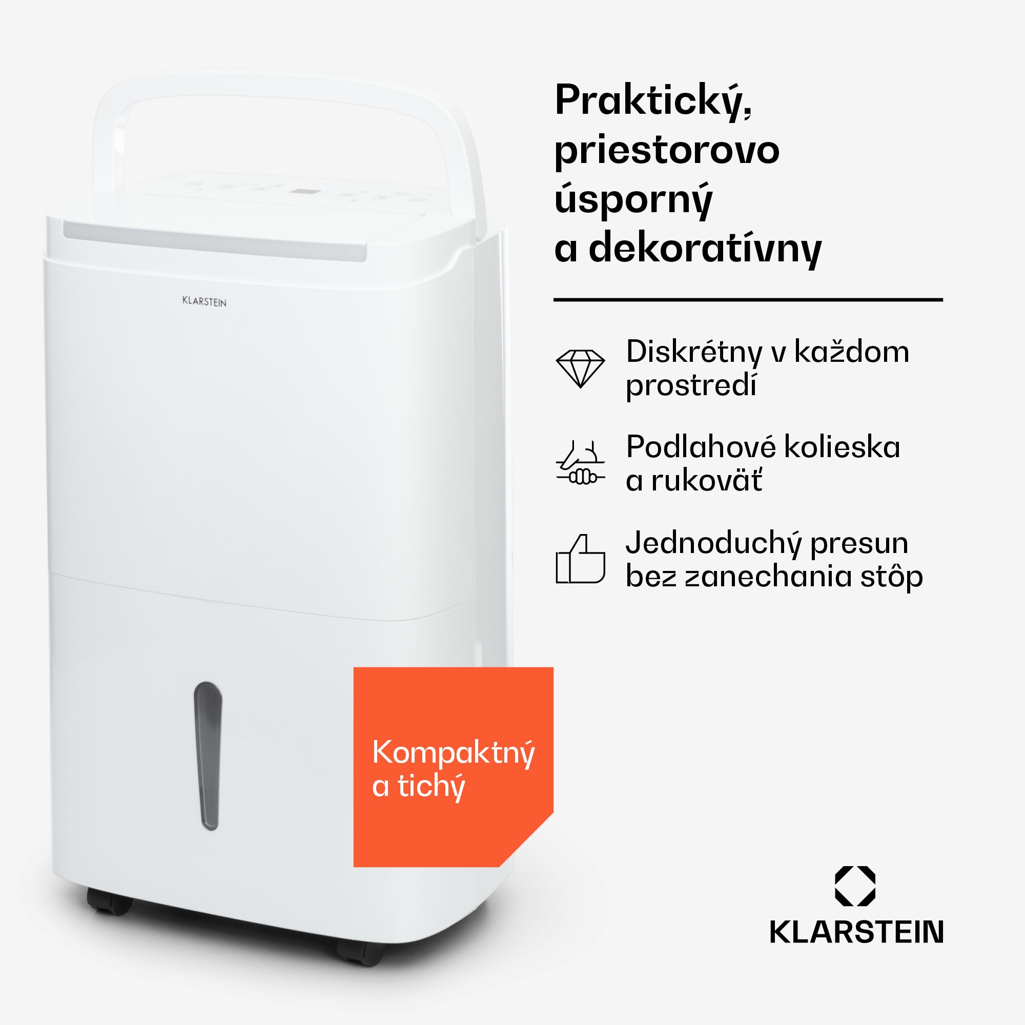 Klarstein DryFy Connect 40 Smart, Odvlhčovač vzduchu, WiFi, Kompresný, 40l/d, 60-70m², Biela