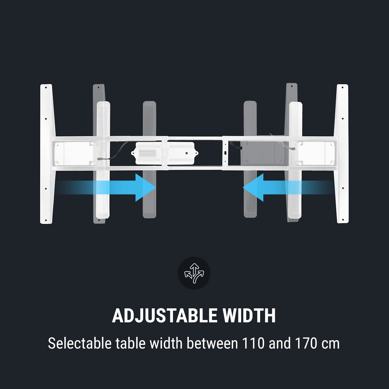 OneConcept Multidesk Comfort, výškovo nastaviteľný písací stôl, elektrický, výška 62 – 128 cm, biely – Obrázok 4
