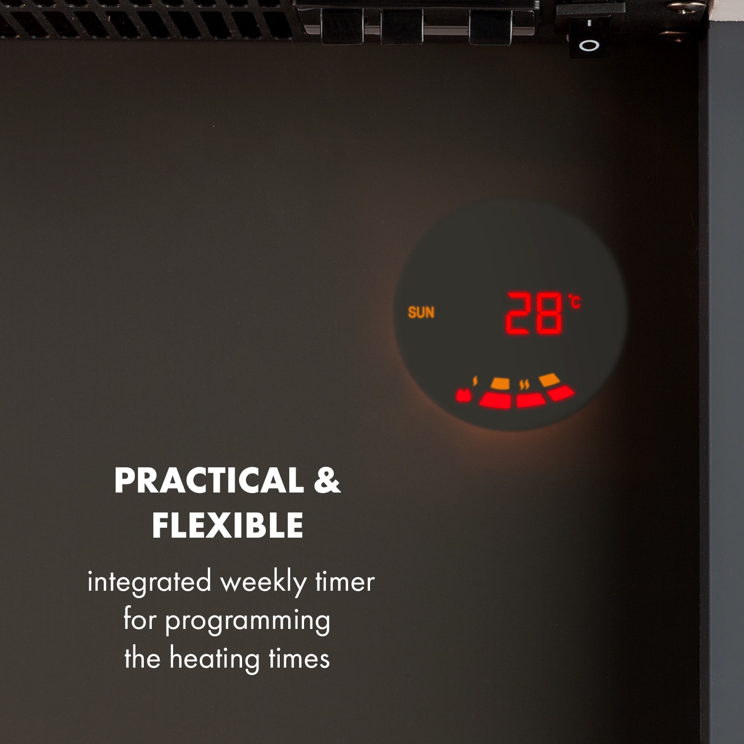 Klarstein Studio 1, elektrický krb, 1000/2000 W, LED, 10-30 °C, týždenný časovač – Obrázok 4