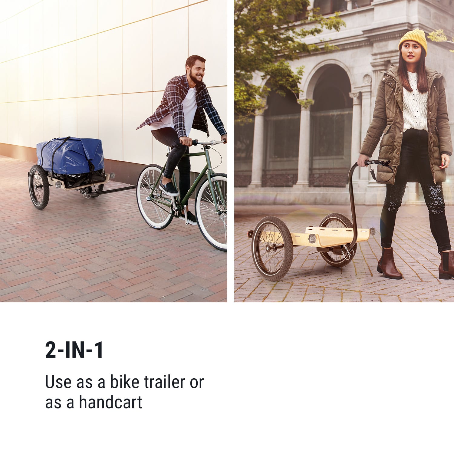 KLARFIT Companion Travel, nákladný príves, 40 kg, príves za bicykel, čierna/drevo – Obrázok 2